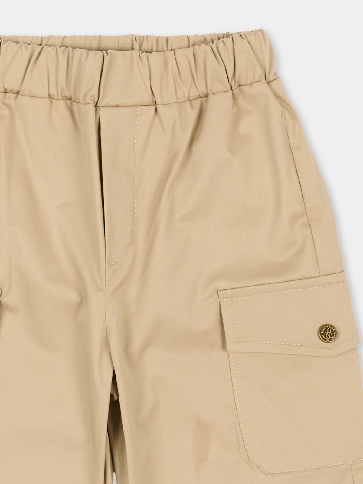 Pantalone beige per neonato cargo,Roberto Cavalli Kids,CIA26114PA BEIG.MARZ.