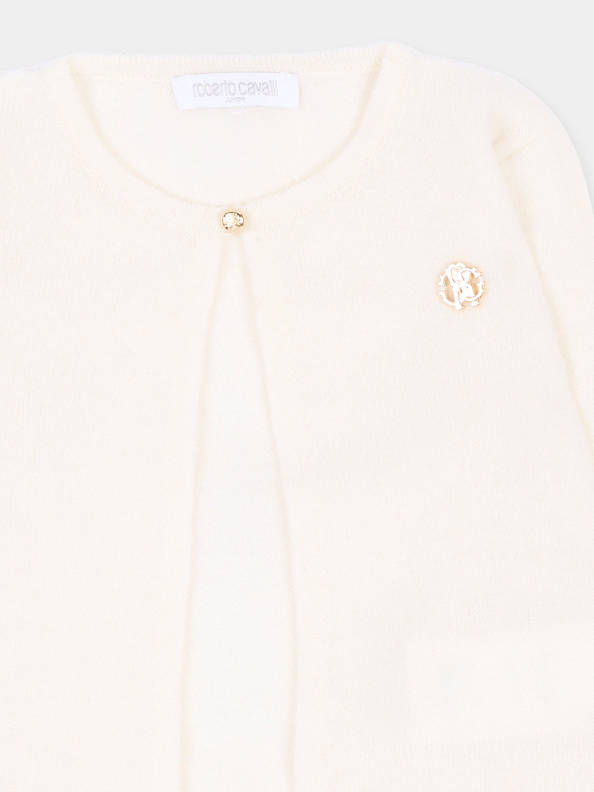 Cardigan avorio per neonata,Roberto Cavalli Kids,CLA26061CD AVORIO_C.C