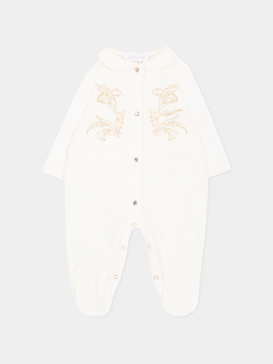 Set tutina avorio per neonati con ricamo,Roberto Cavalli Kids,CLA26030TU AVORIO_C.C
