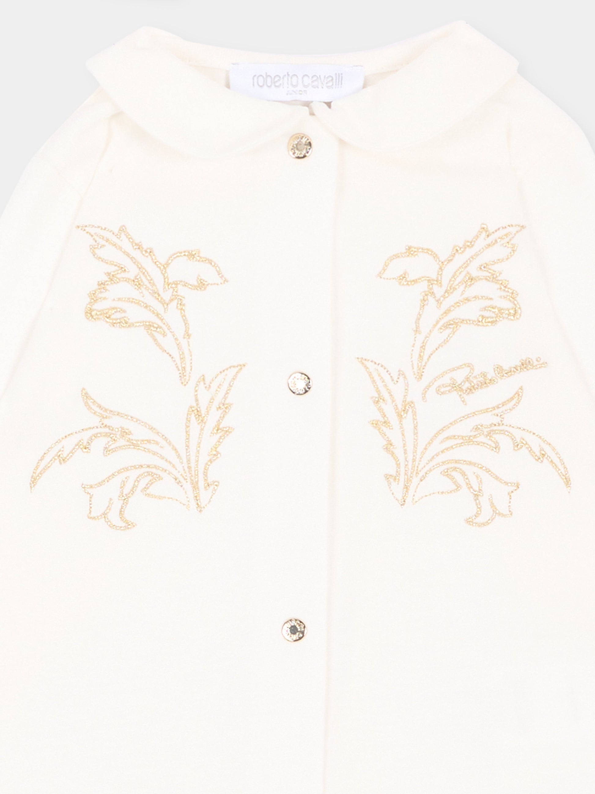 Set tutina avorio per neonati con ricamo,Roberto Cavalli Kids,CLA26030TU AVORIO_C.C