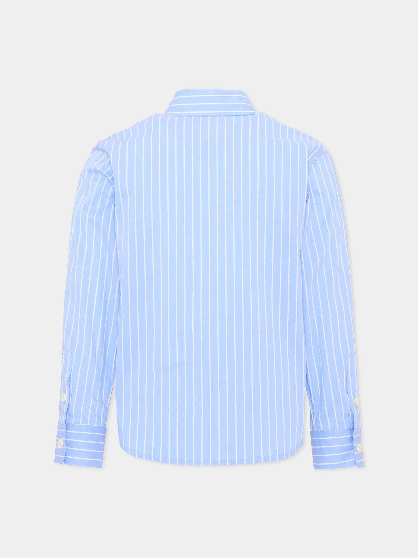 Camicia a manica lunga azzurra per bambino rigata,Roberto Cavalli Kids,CBA26017CA WHITE/SK/B