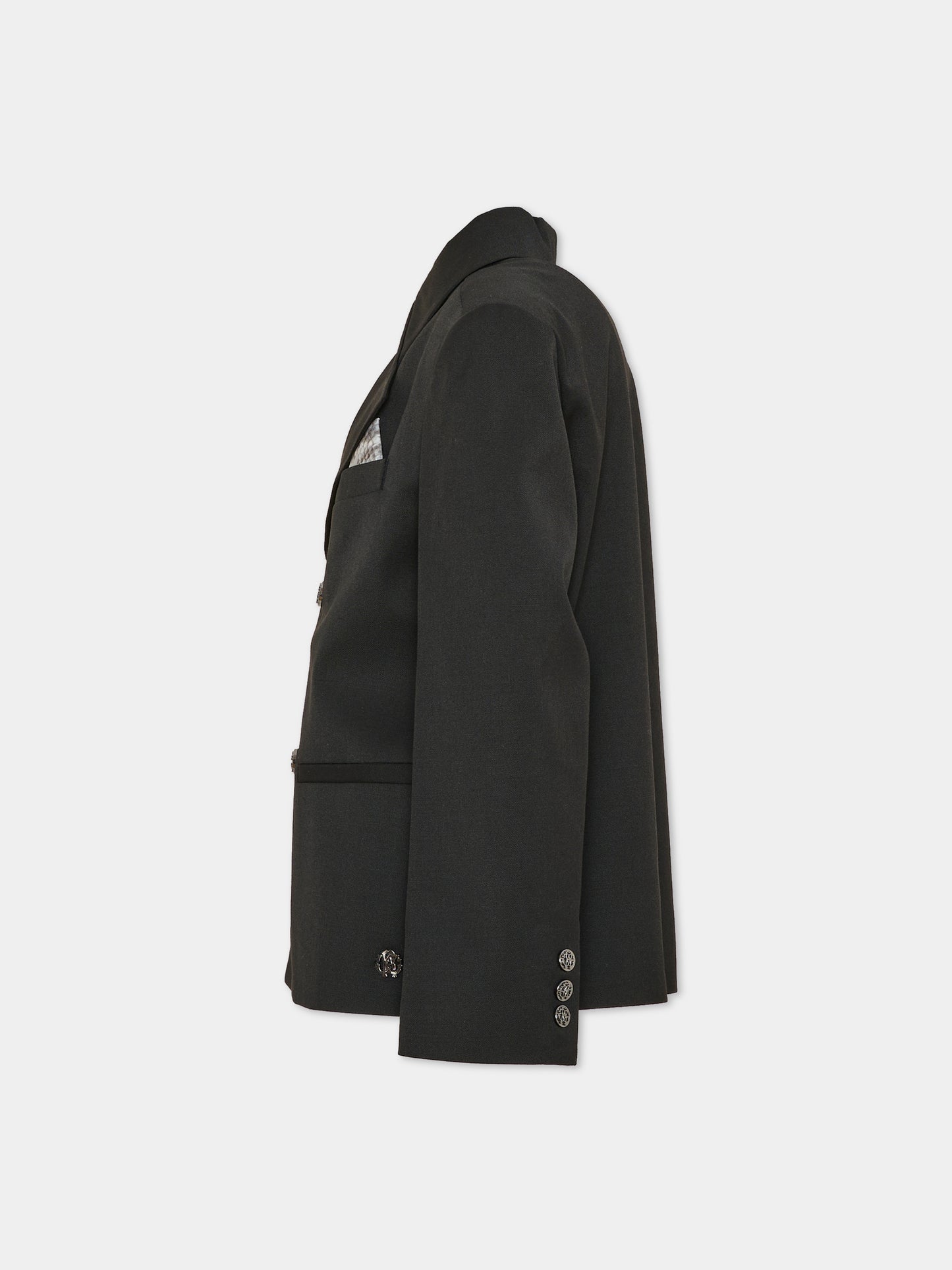 Giacca nera per bambino doppiopetto,Roberto Cavalli Kids,CBA26062GC BLACK/P.G.