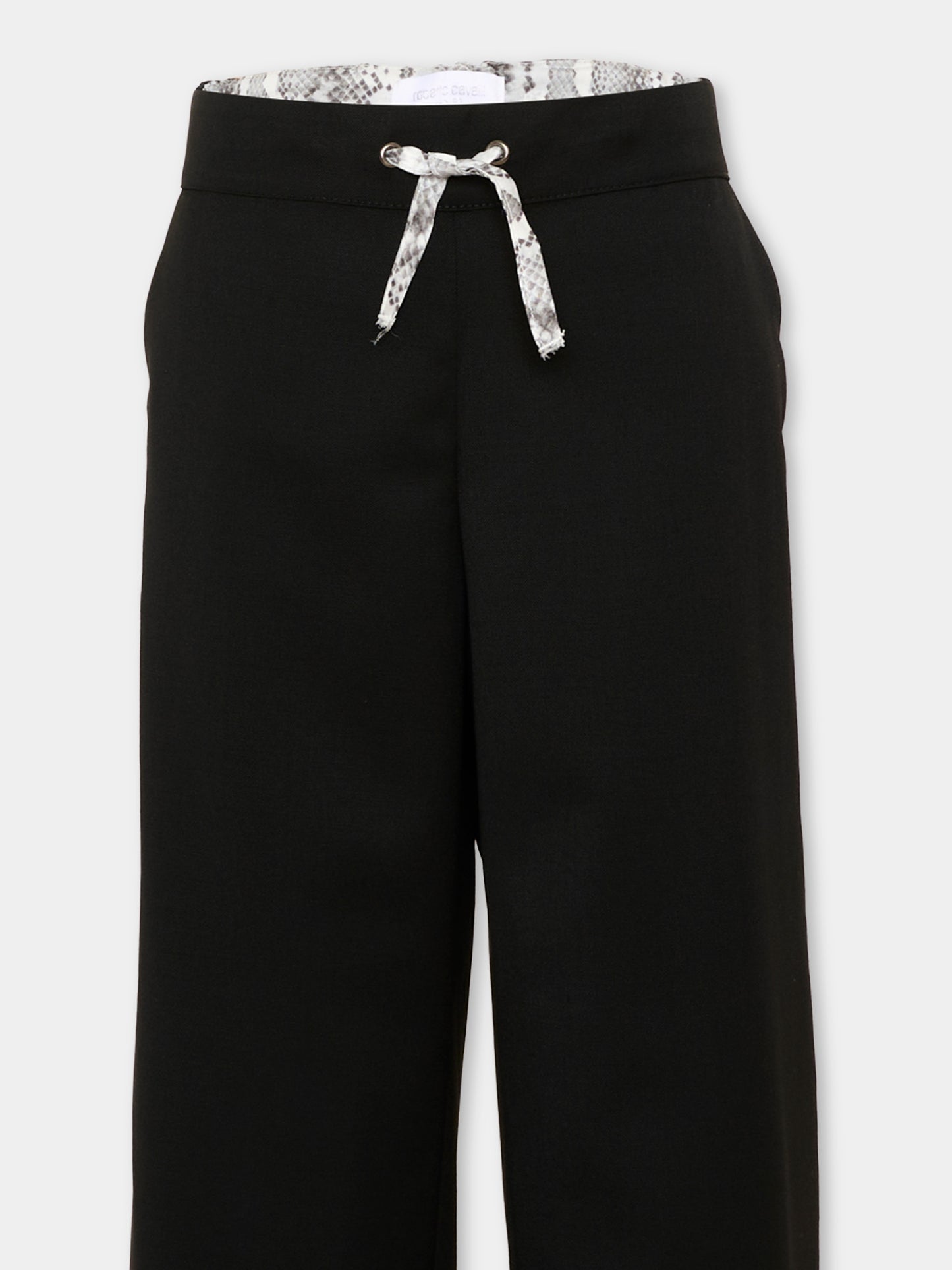 Pantalone nero per bambino con coulisse,Roberto Cavalli Kids,CBA26060PA BLACK/P.G.