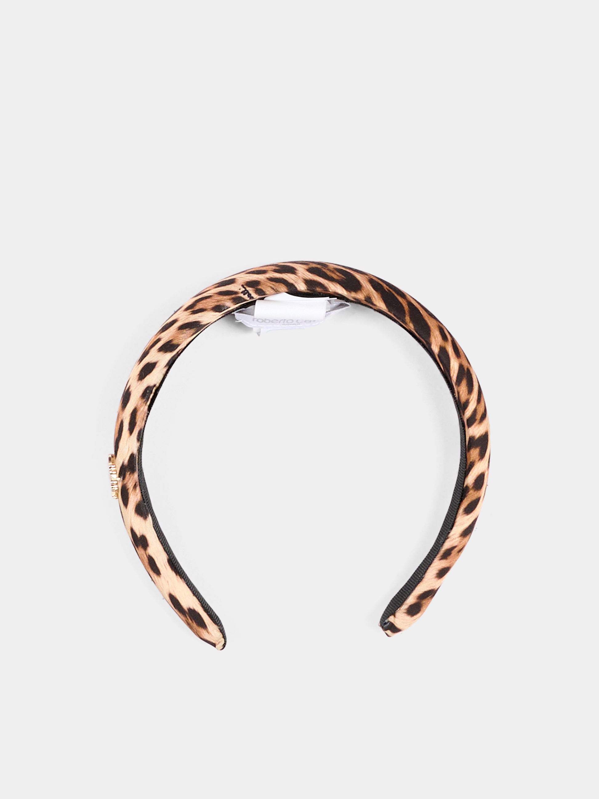 Cerchietto marrone animalier per bambina con logo,Roberto Cavalli Kids,CGA26126FR GIAG.NATUR