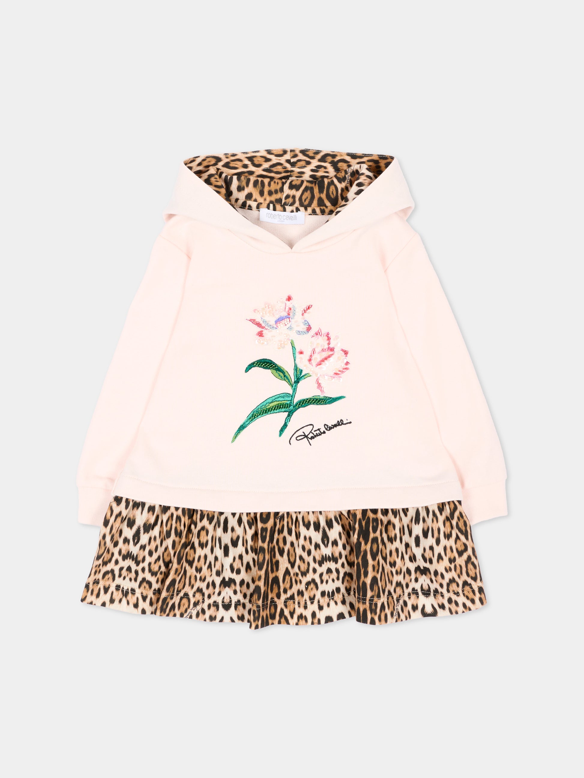 Vestito rosa per neonata animalier,Roberto Cavalli Kids,CIA26048VE PINK_H/G.N