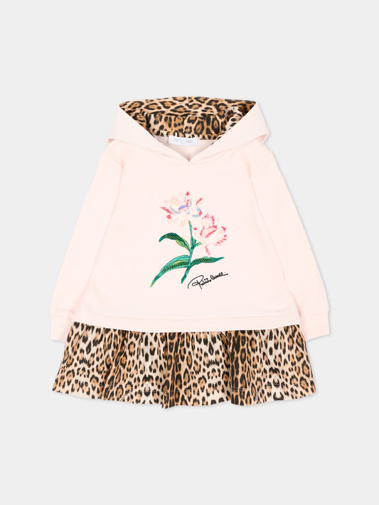 Vestito rosa per neonata animalier,Roberto Cavalli Kids,CIA26048VE PINK_H/G.N