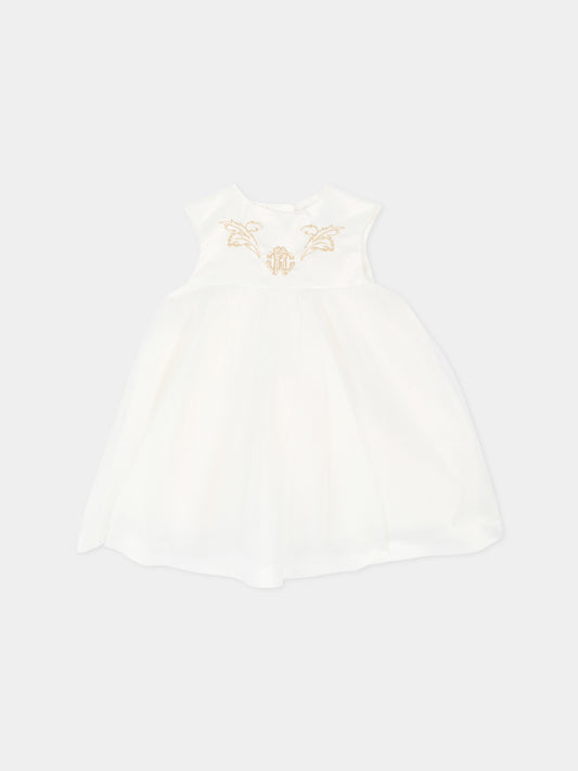 Abito elegante avorio per neonata,Roberto Cavalli Kids,CLA26054VE AVORIO_C.C