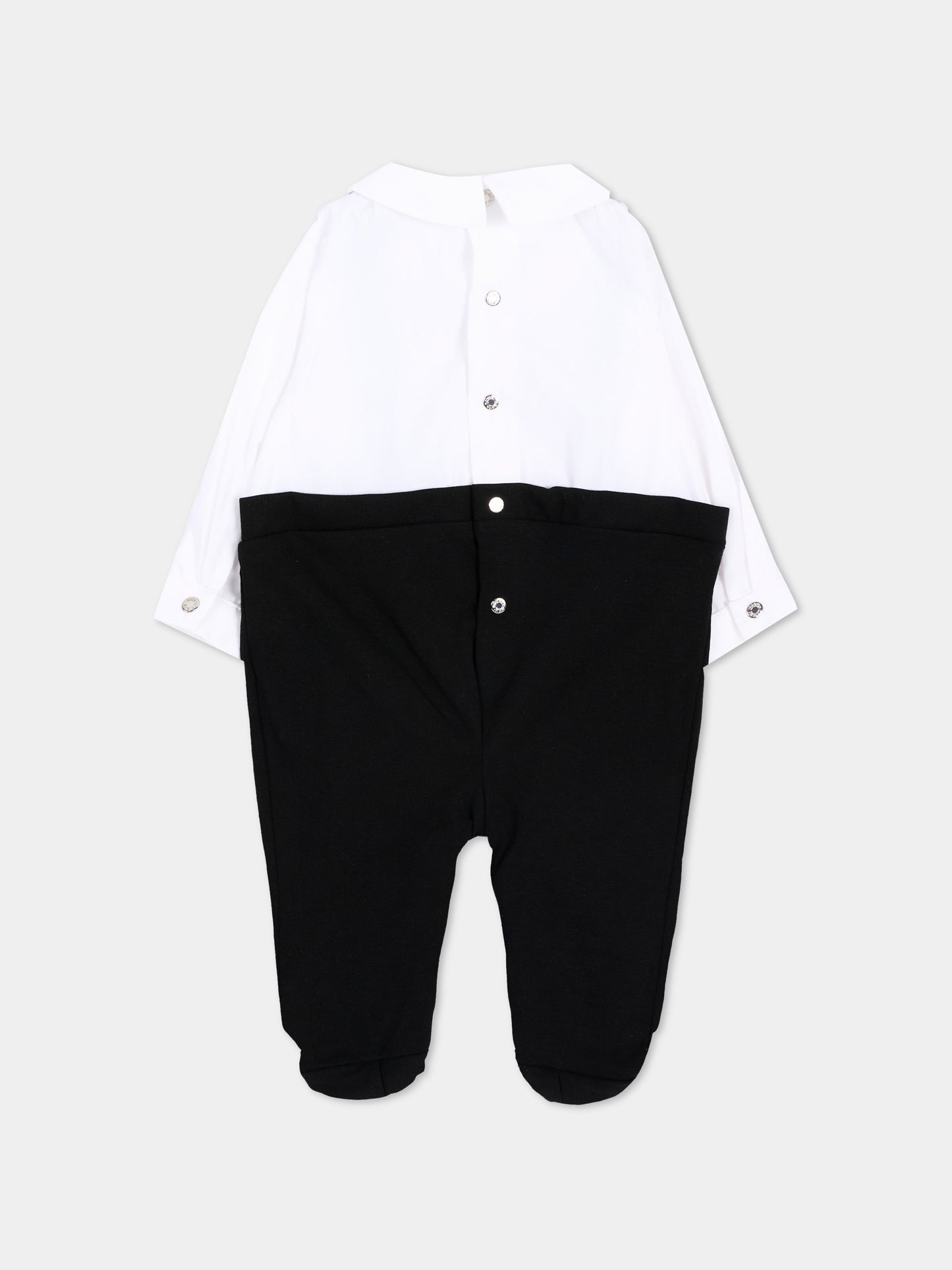 Tutina nera per neonato con papillon,Roberto Cavalli Kids,CLA26053TU WHITE/BLK