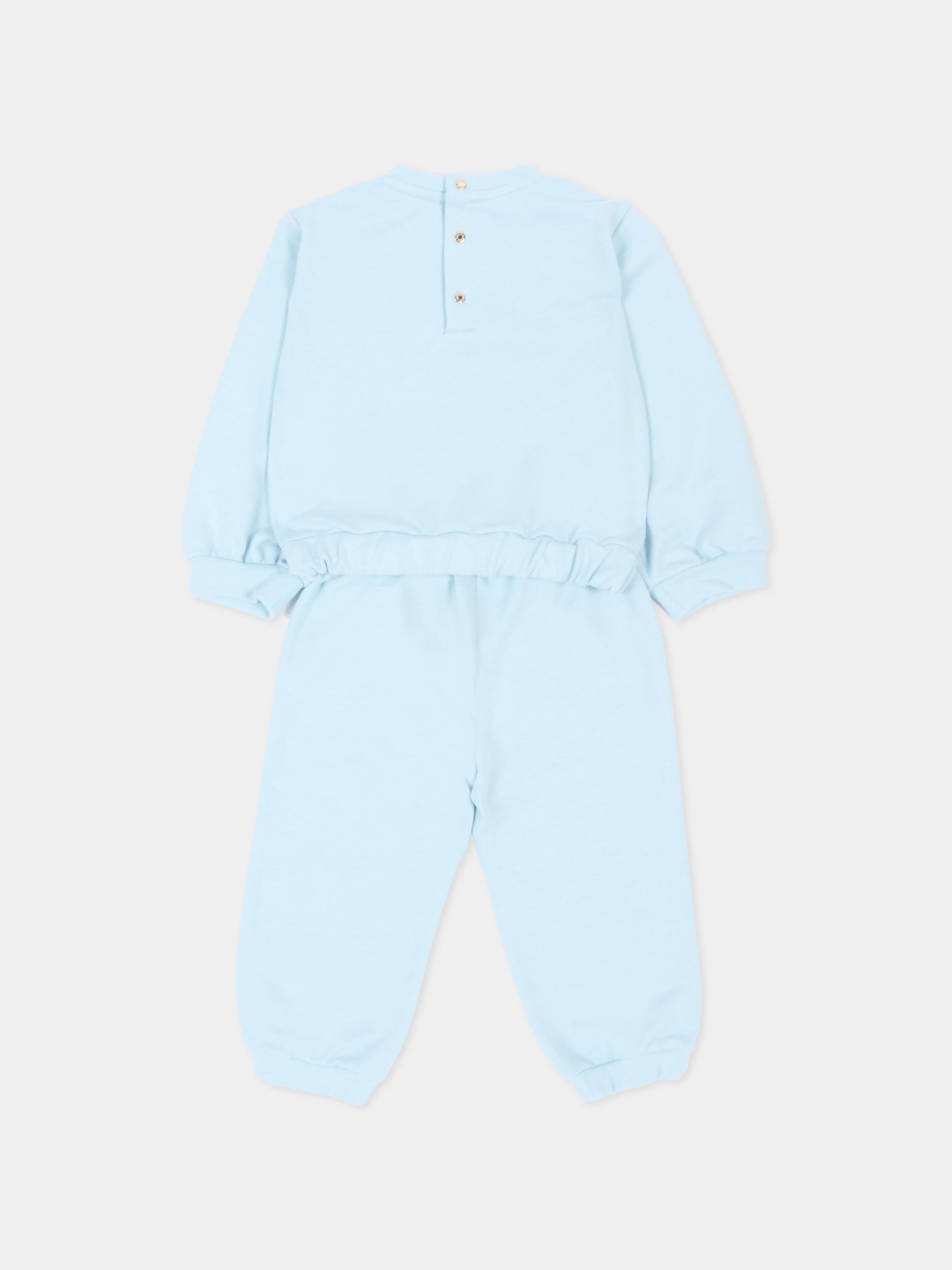 Completo sportivo lungo celeste per neonato con logo,Roberto Cavalli Kids,CIA26034CF SKYRIDE/SK