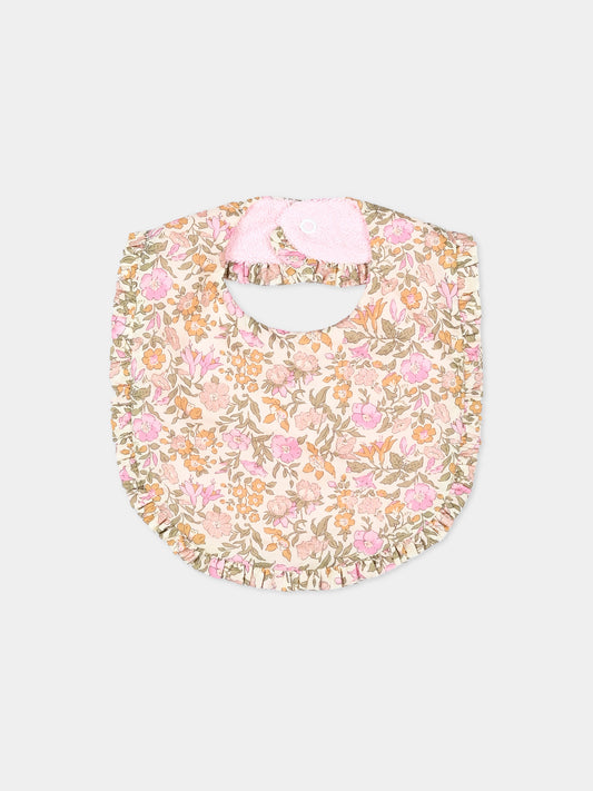 Bavaglino rosa Liberty per neonata