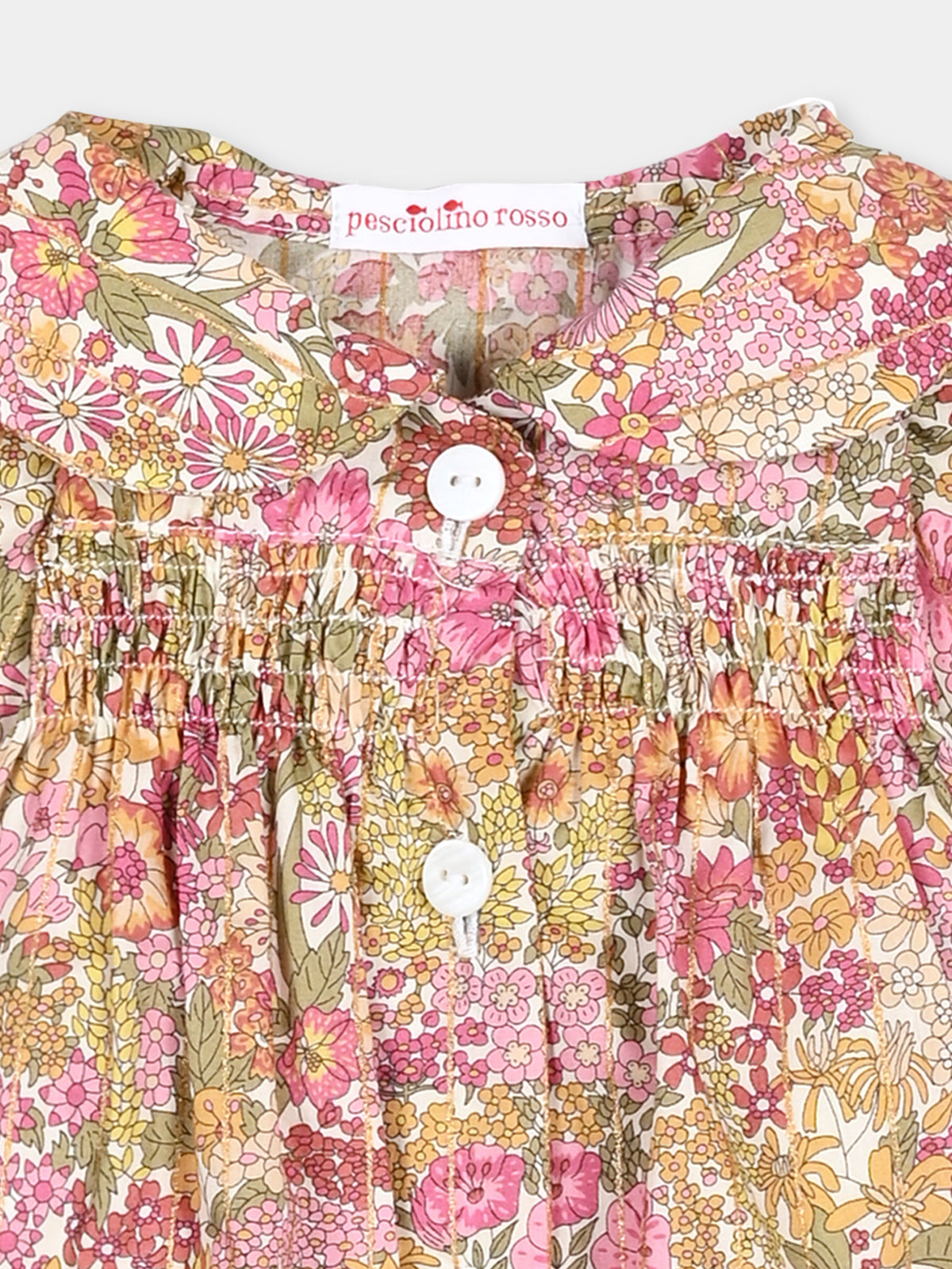 Camicia a manica lunga rosa Liberty per neonata,Pesciolino Rosso,CMBD 04 S 263