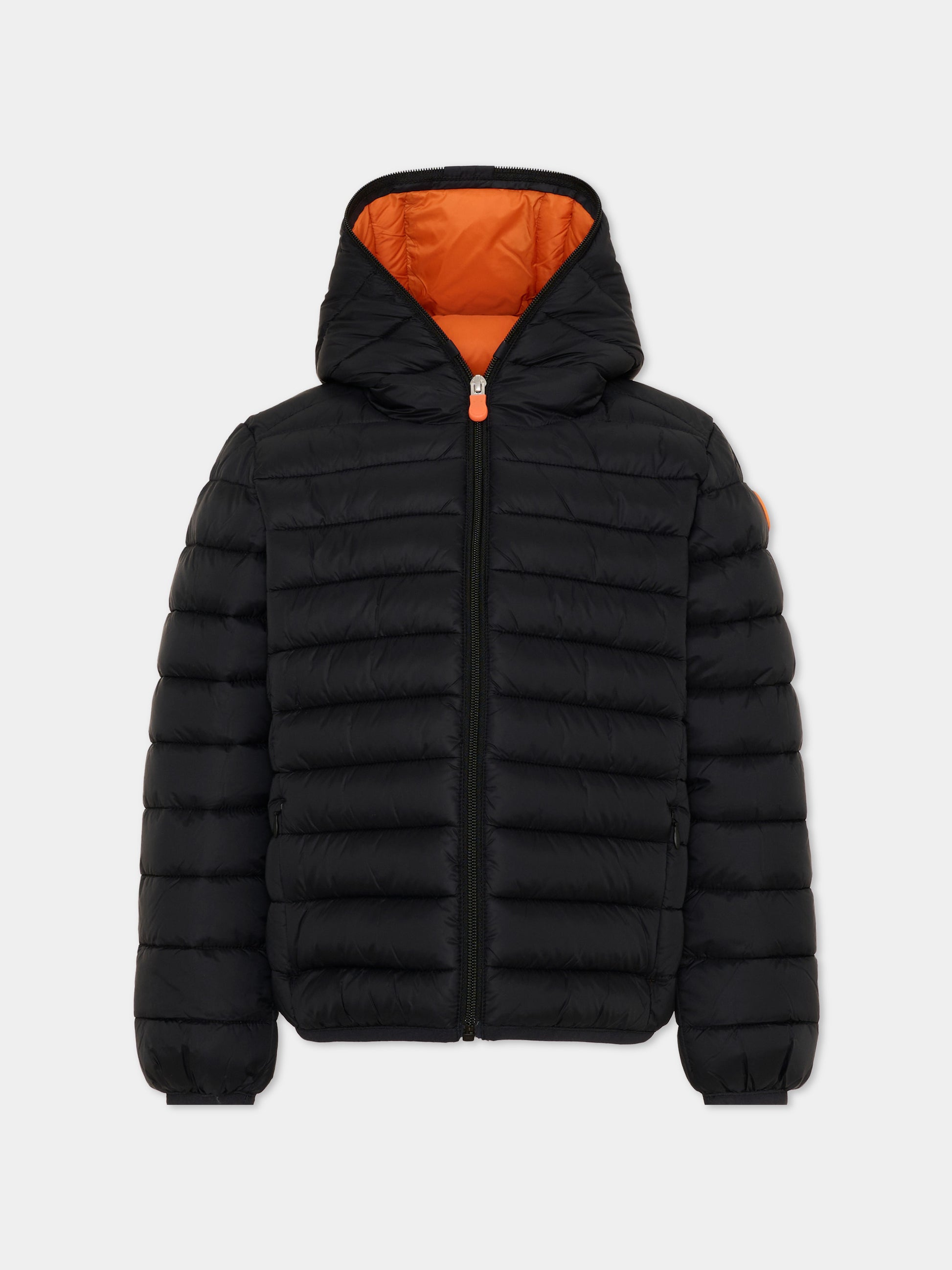 Piumino nero Dony per bambino con patch logo,Save The Duck Kids,J30650B GIGA23 10000