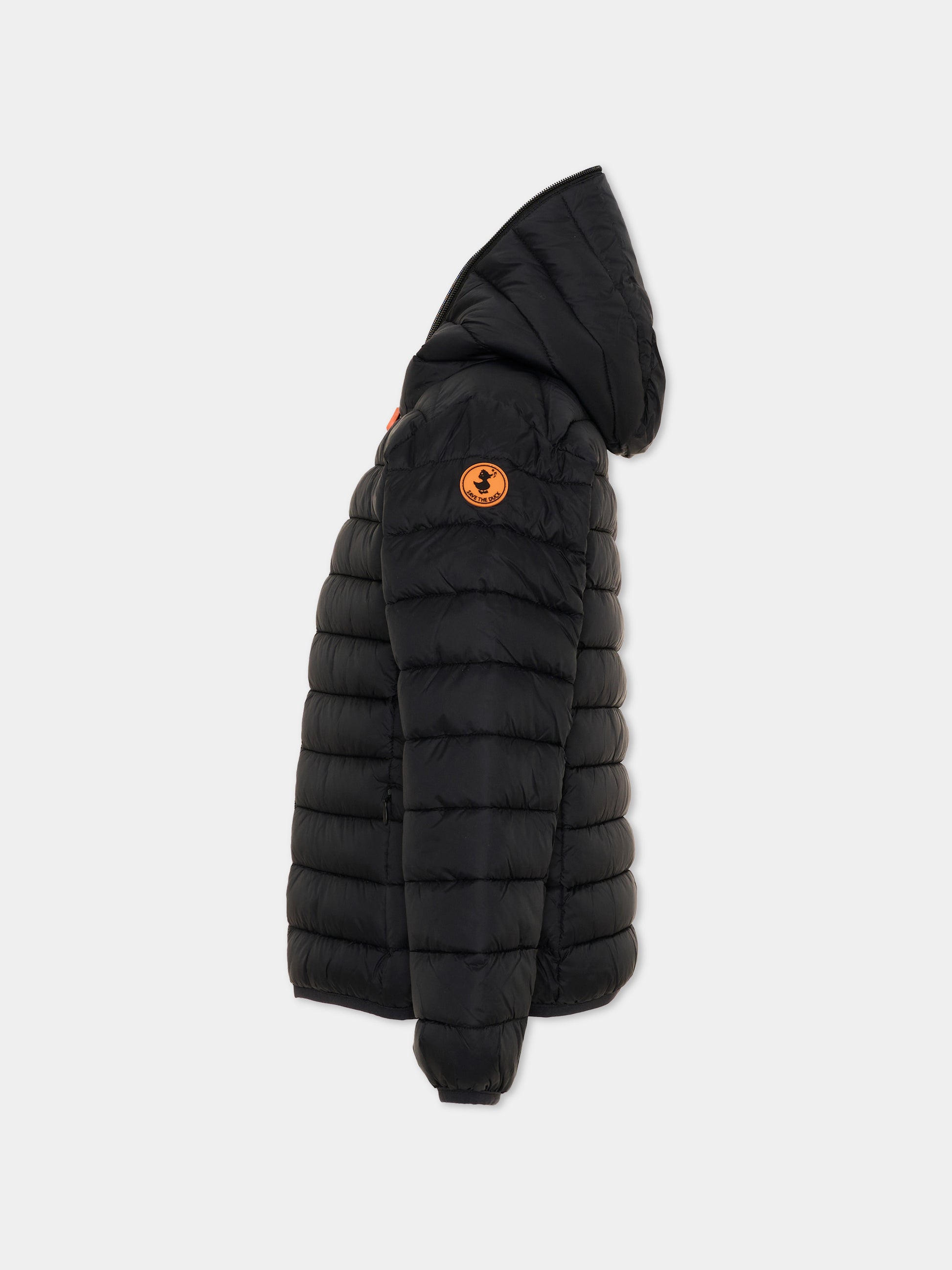 Piumino nero Dony per bambino con patch logo,Save The Duck Kids,J30650B GIGA23 10000