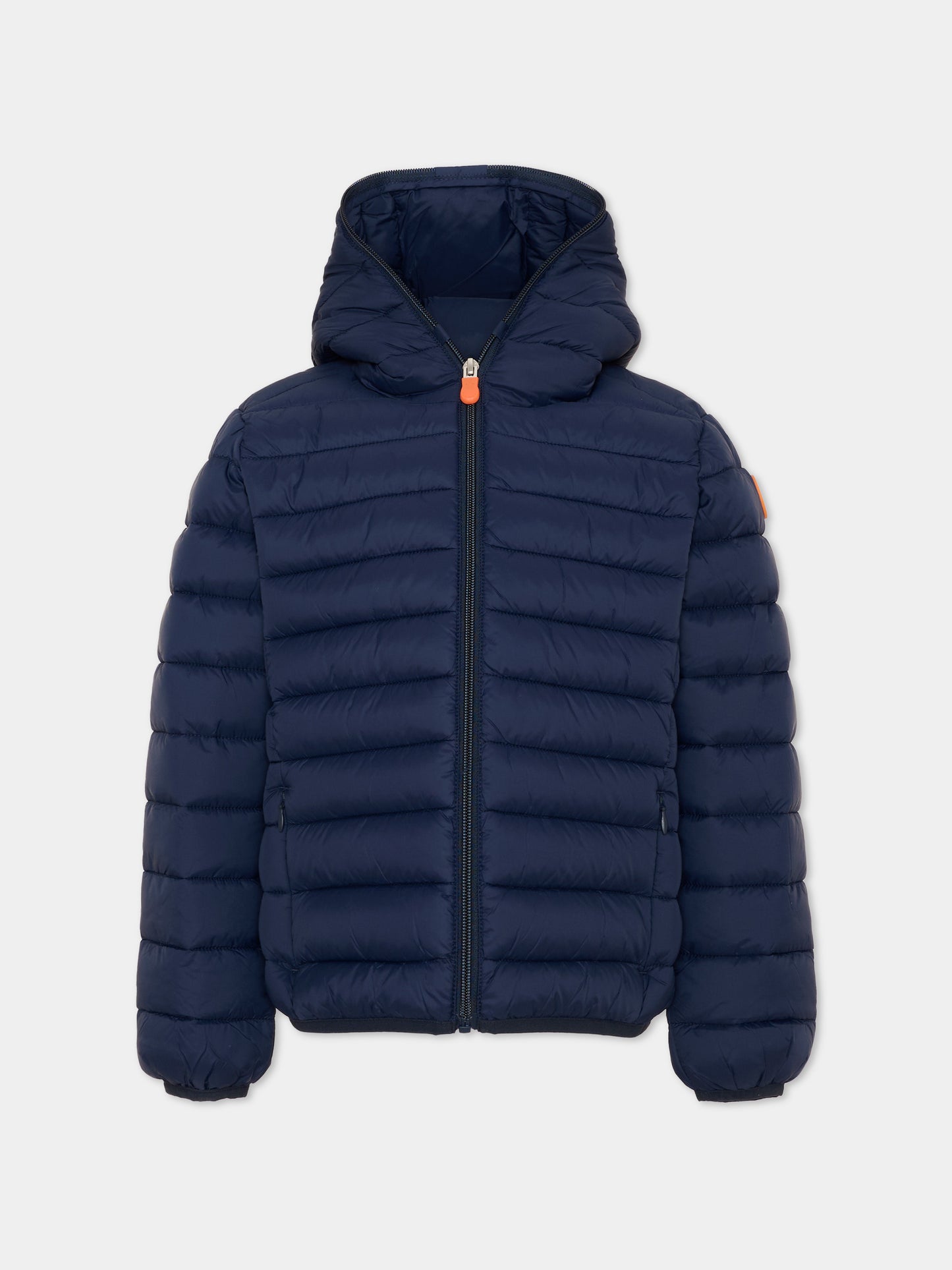Piumino blu Dony per bambino con patch logo,Save The Duck Kids,J30650B GIGA23 90000