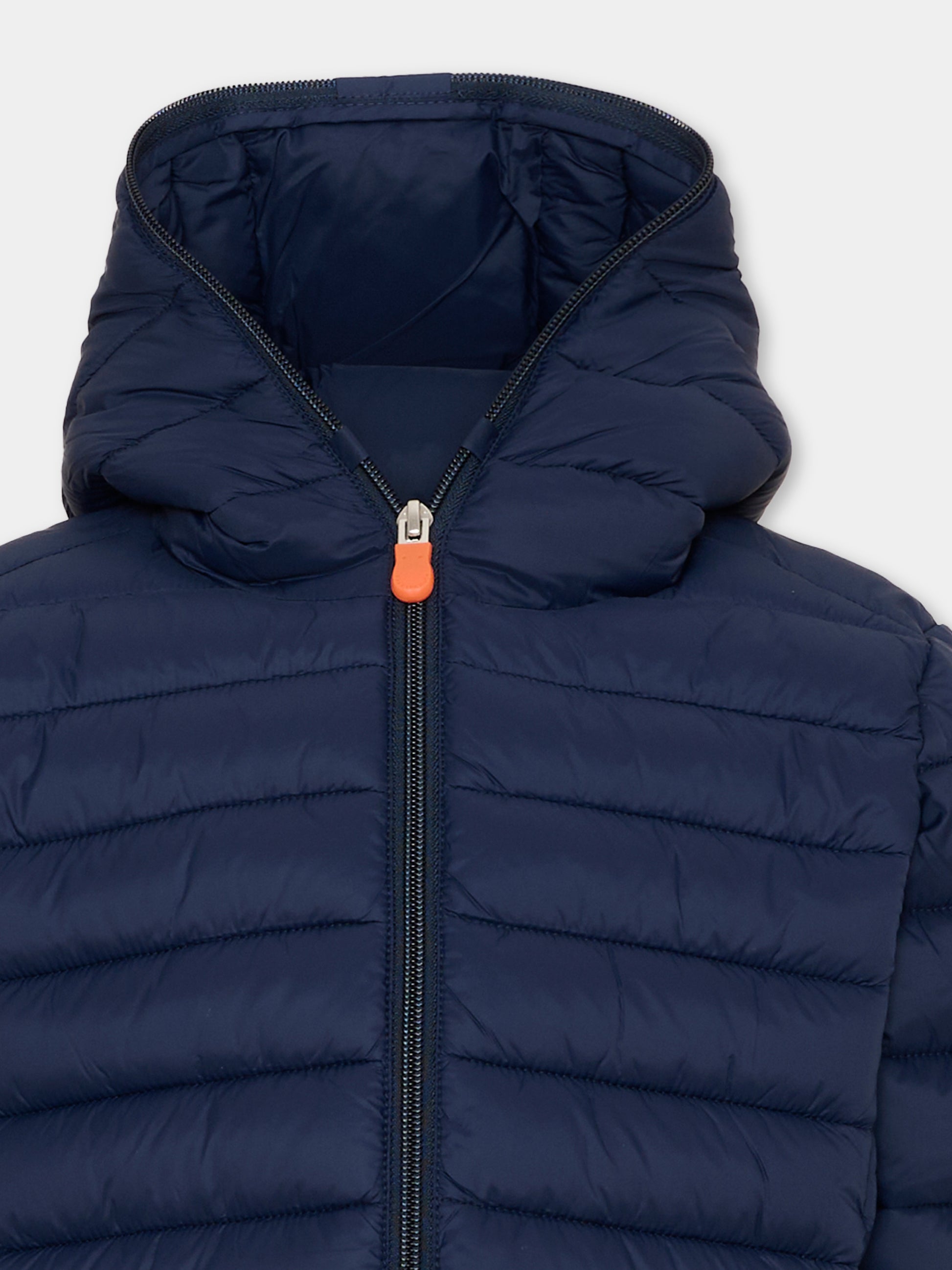 Piumino blu Dony per bambino con patch logo,Save The Duck Kids,J30650B GIGA23 90000