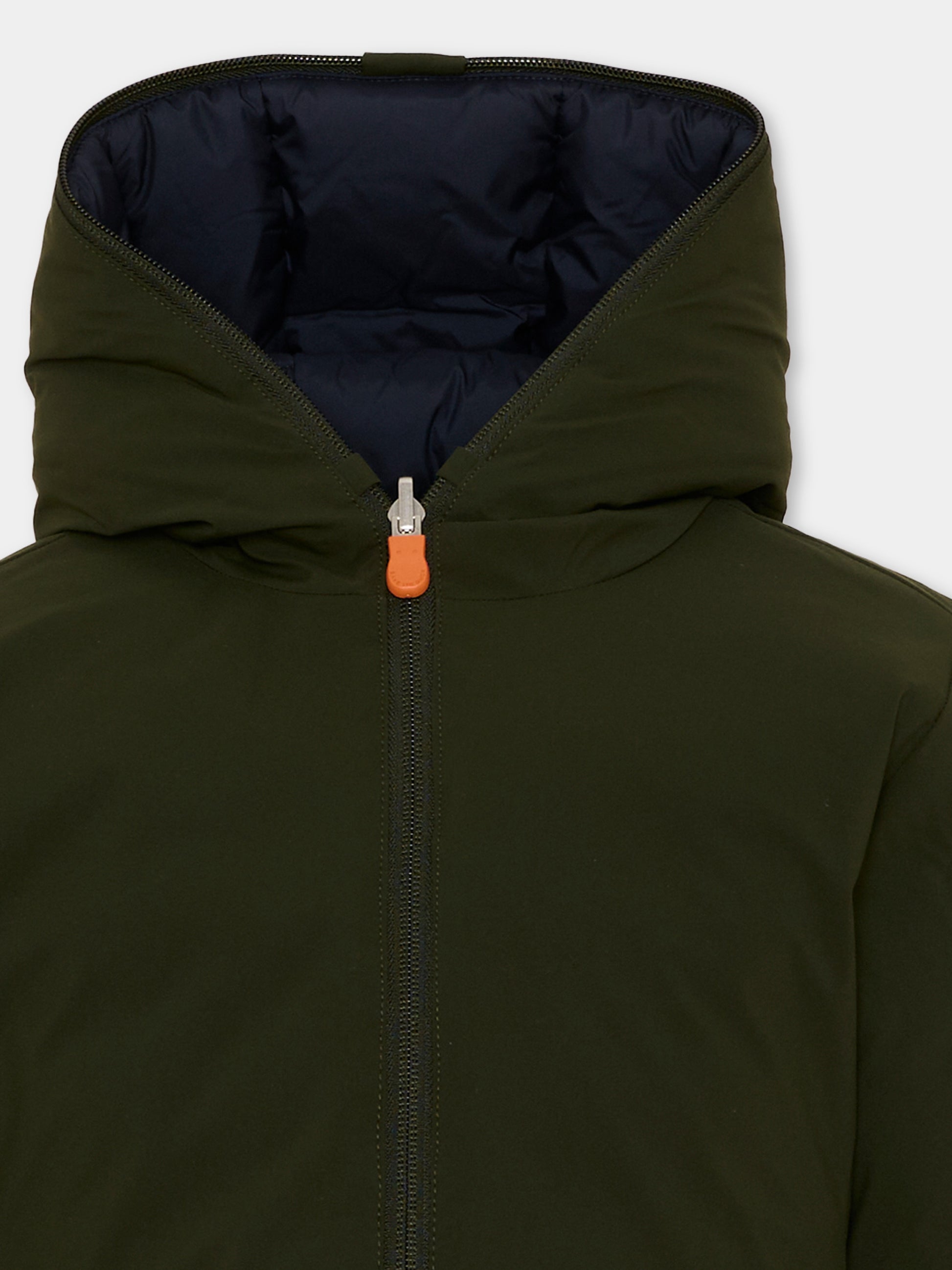 Piumino Oliver verde per bambini con logo,Save The Duck Kids,J33600B MATT21 50071