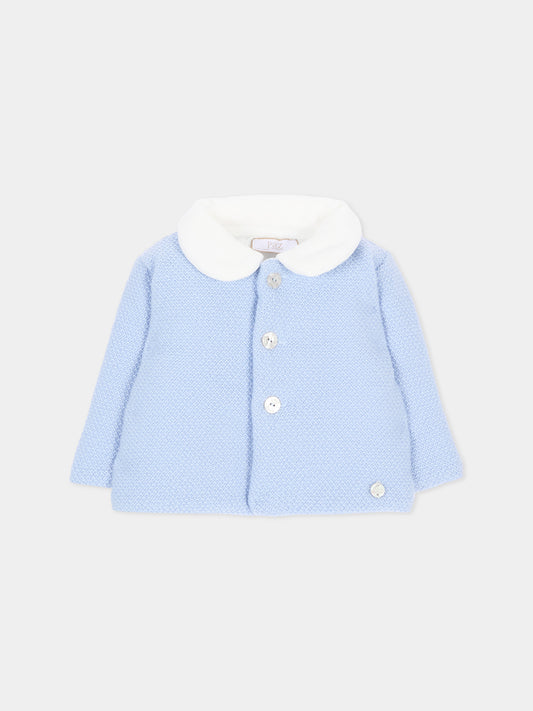 Cappotto celeste per neonato in maglia,Paz Rodríguez,012 113918 20 H56