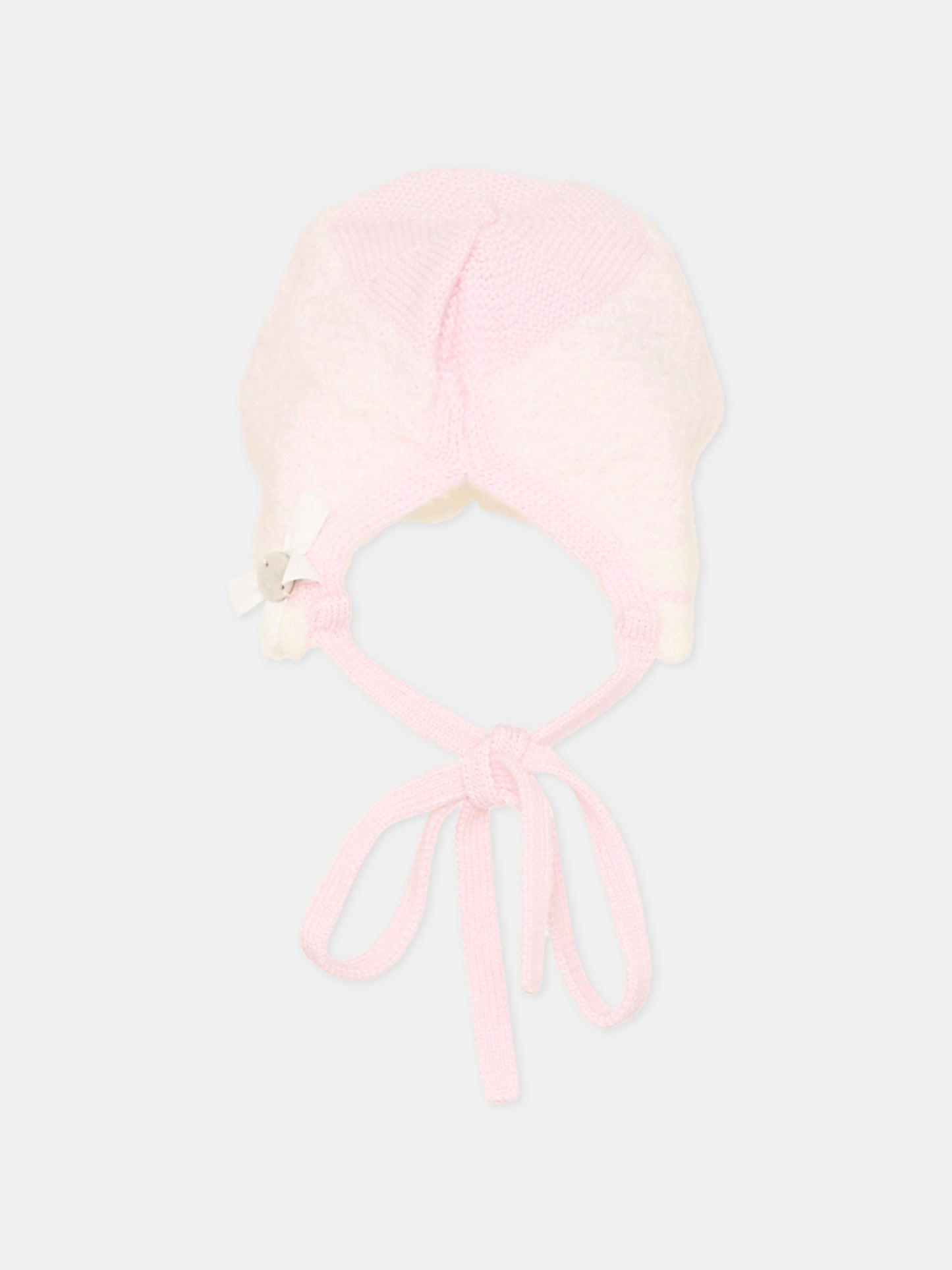 Cuffia rosa con laccetti per neonata,Paz Rodríguez,011 114212 3060 H56