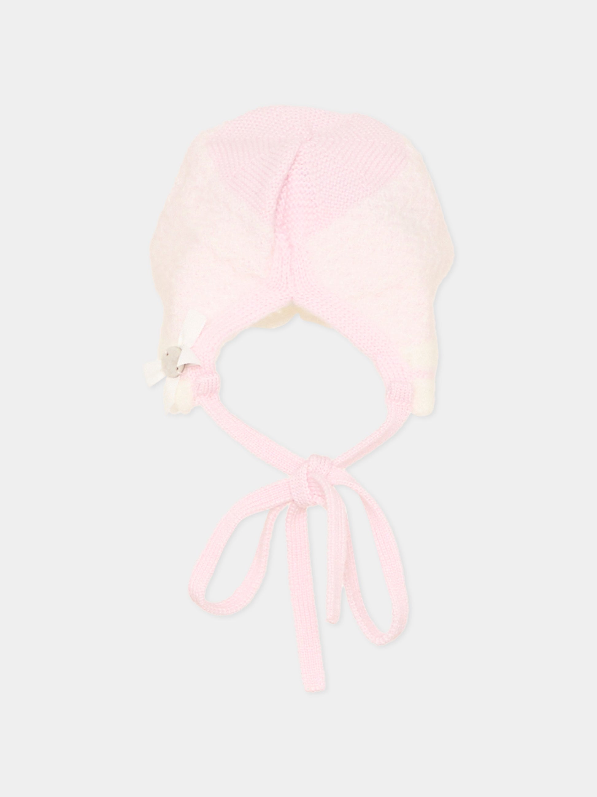 Cuffia rosa con laccetti per neonata,Paz Rodríguez,011 114212 3060 H56