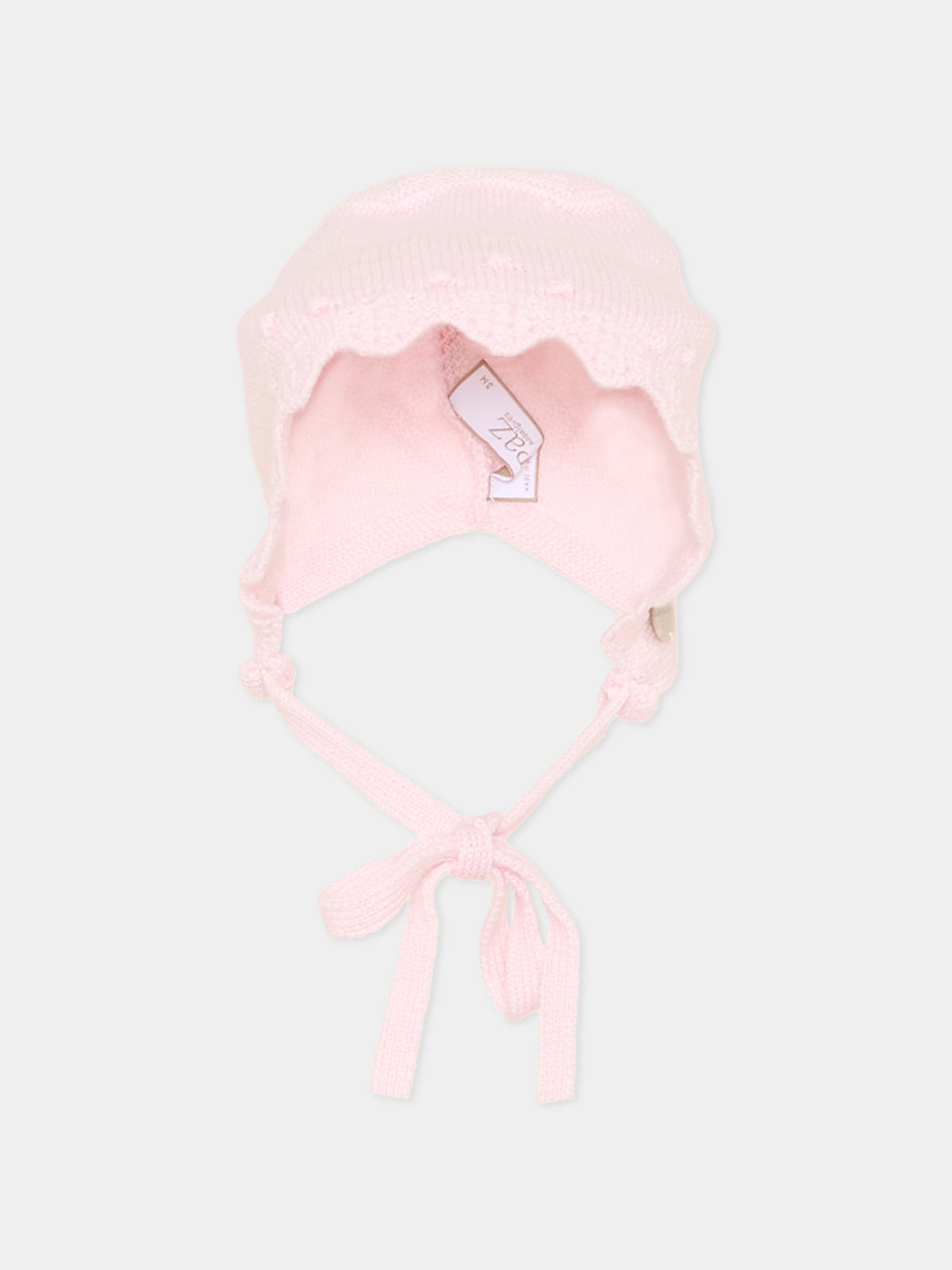 Cuffia rosa con laccetti per neonata,Paz Rodríguez,011 113396 30 H56