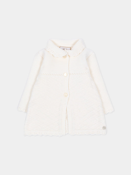 Cappotto avorio per neonata in maglia,Paz Rodríguez,009 114026 60 H56