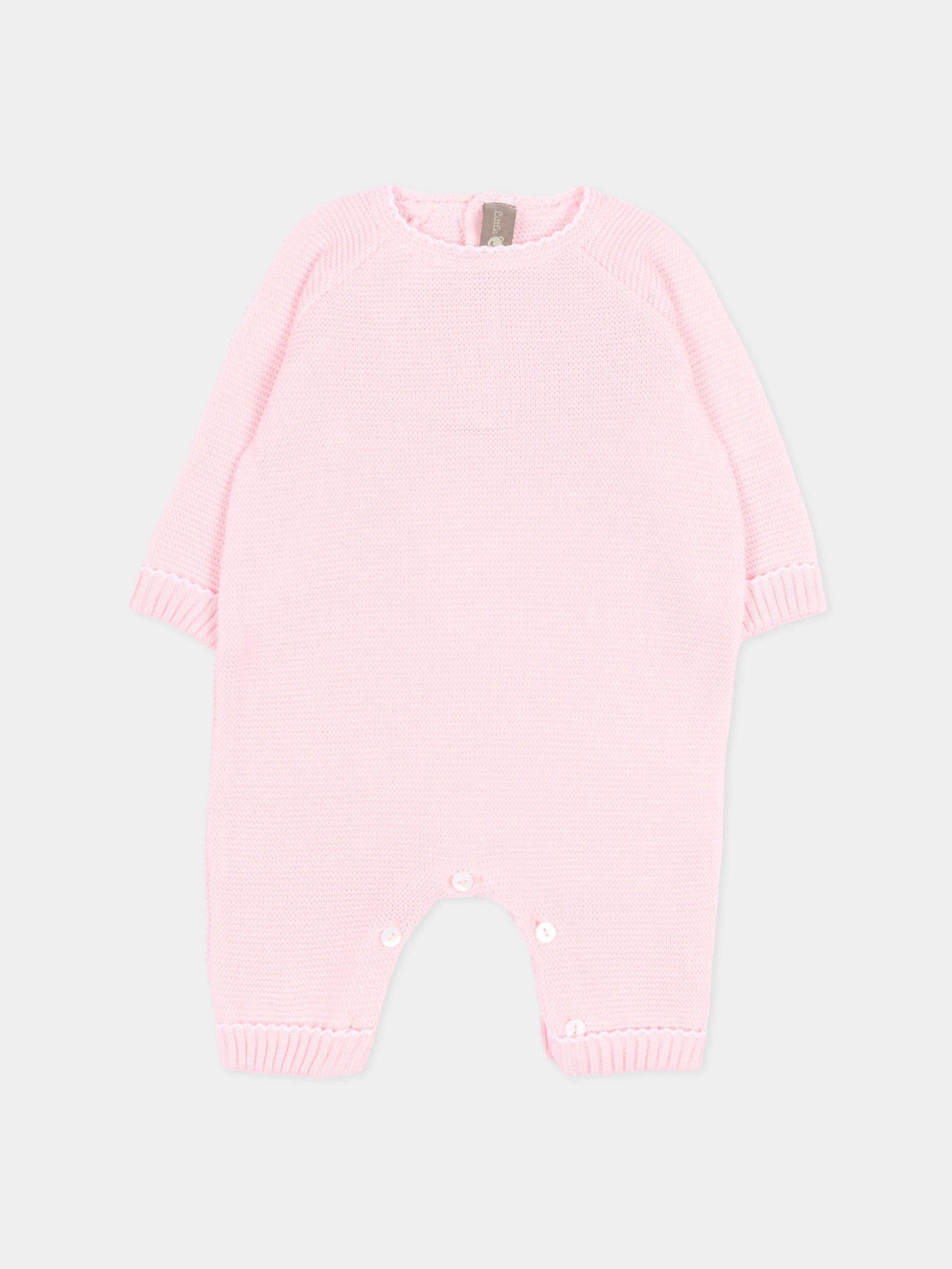 Tutina rosa per neonata in maglia,Little Bear,3103 ROSA M/BCO