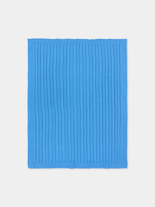 Coperta azzurra per neonato a trecce,Little Bear,3107 AZZURRO