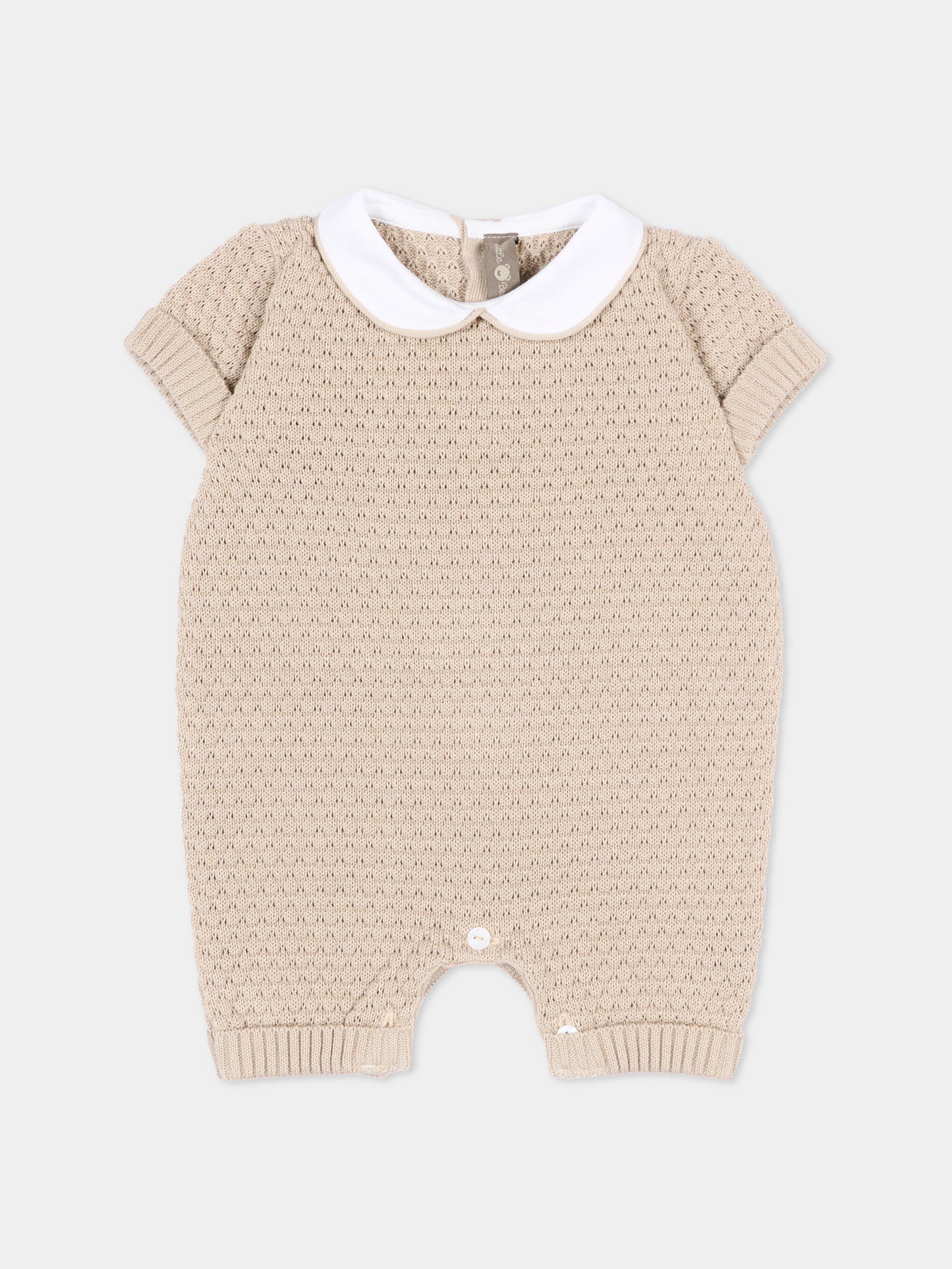 Pagliaccetto beige per neonati traforato,Little Bear,3114 CORDA