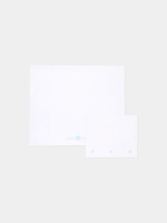 Lenzuola bianco per neonato con orsetti,Little Bear,2044 BCO/CIELO