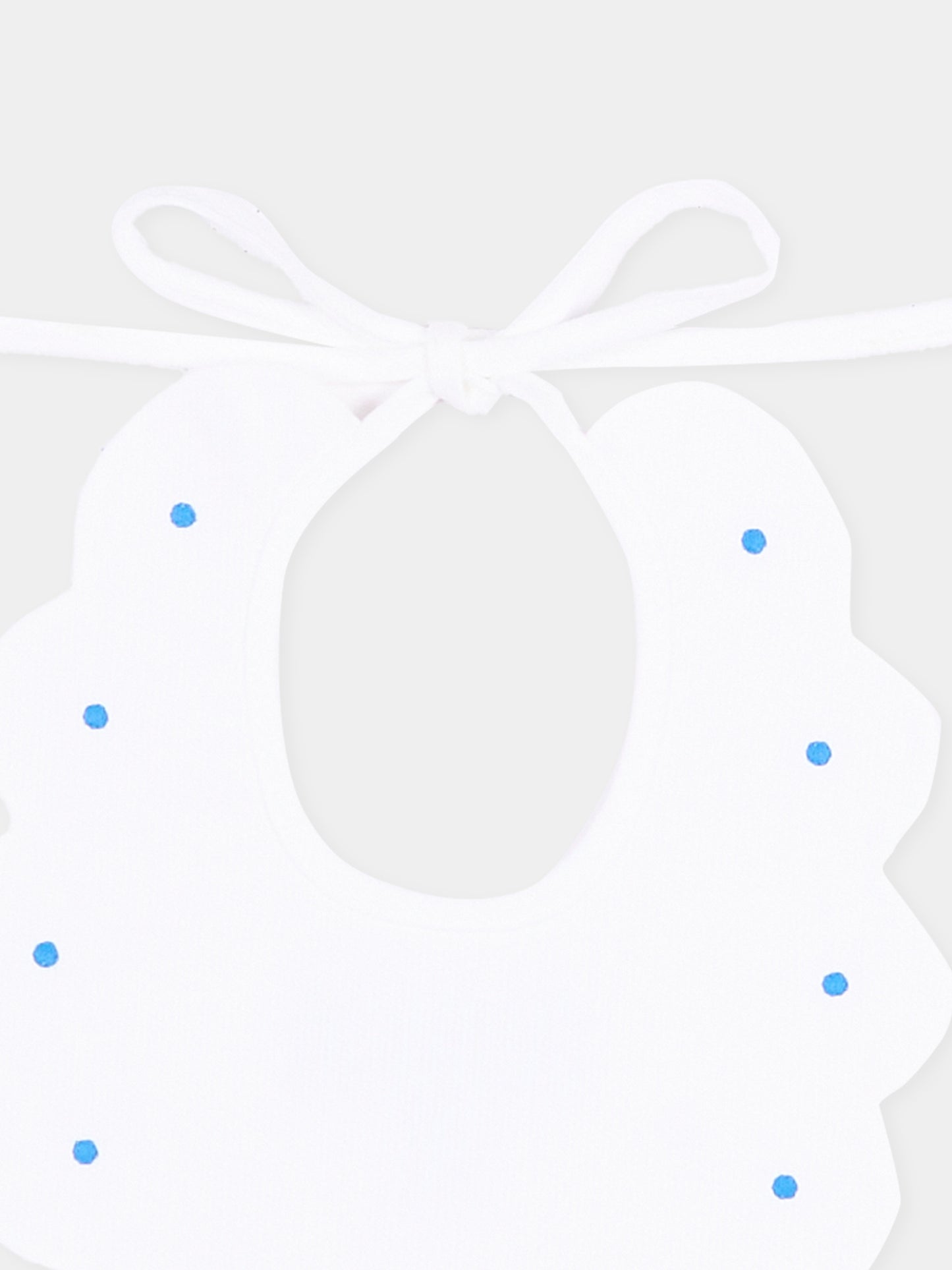Bavaglino bianco per neonato con pois azzurri,Little Bear,2042 BCO/AZZURRO