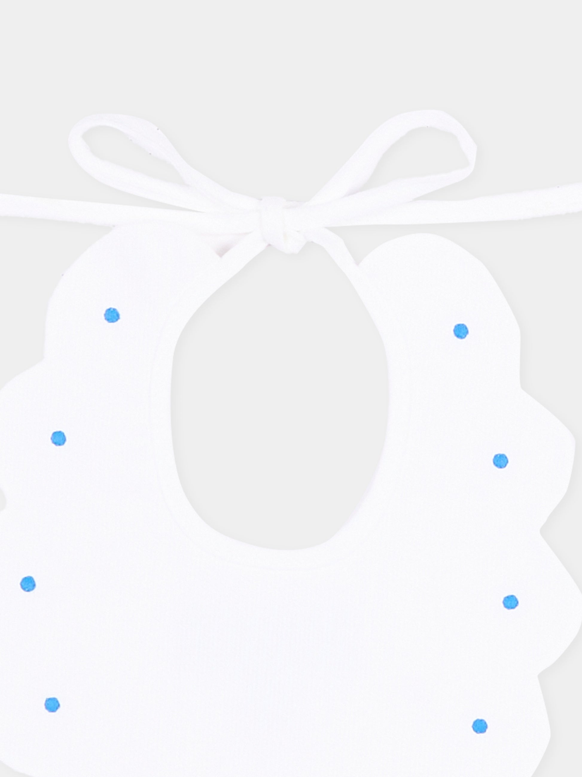 Bavaglino bianco per neonato con pois azzurri,Little Bear,2042 BCO/AZZURRO