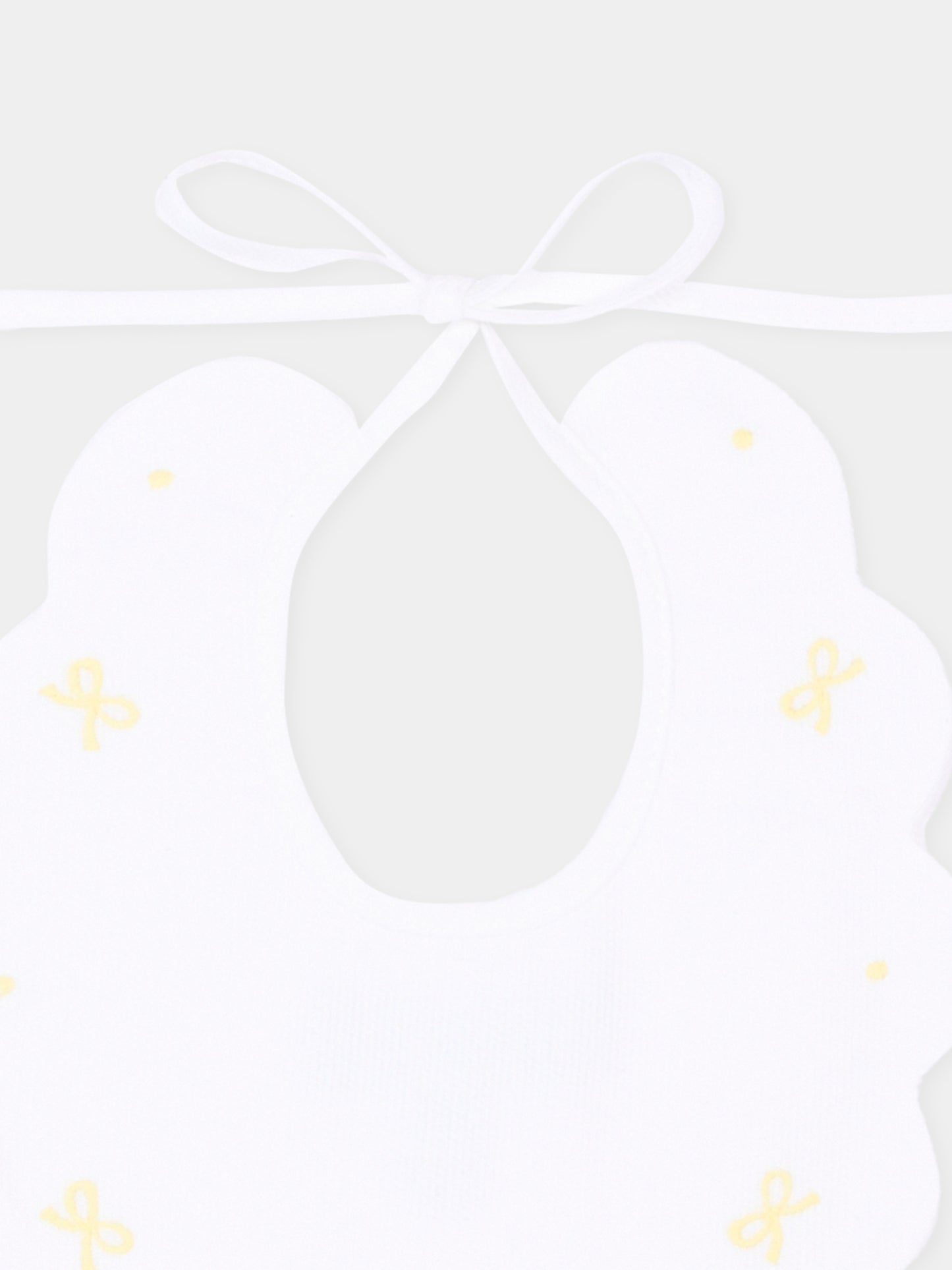 Bavaglino bianco per neonato con fiocchi,Little Bear,2043 BCO/GIALLO