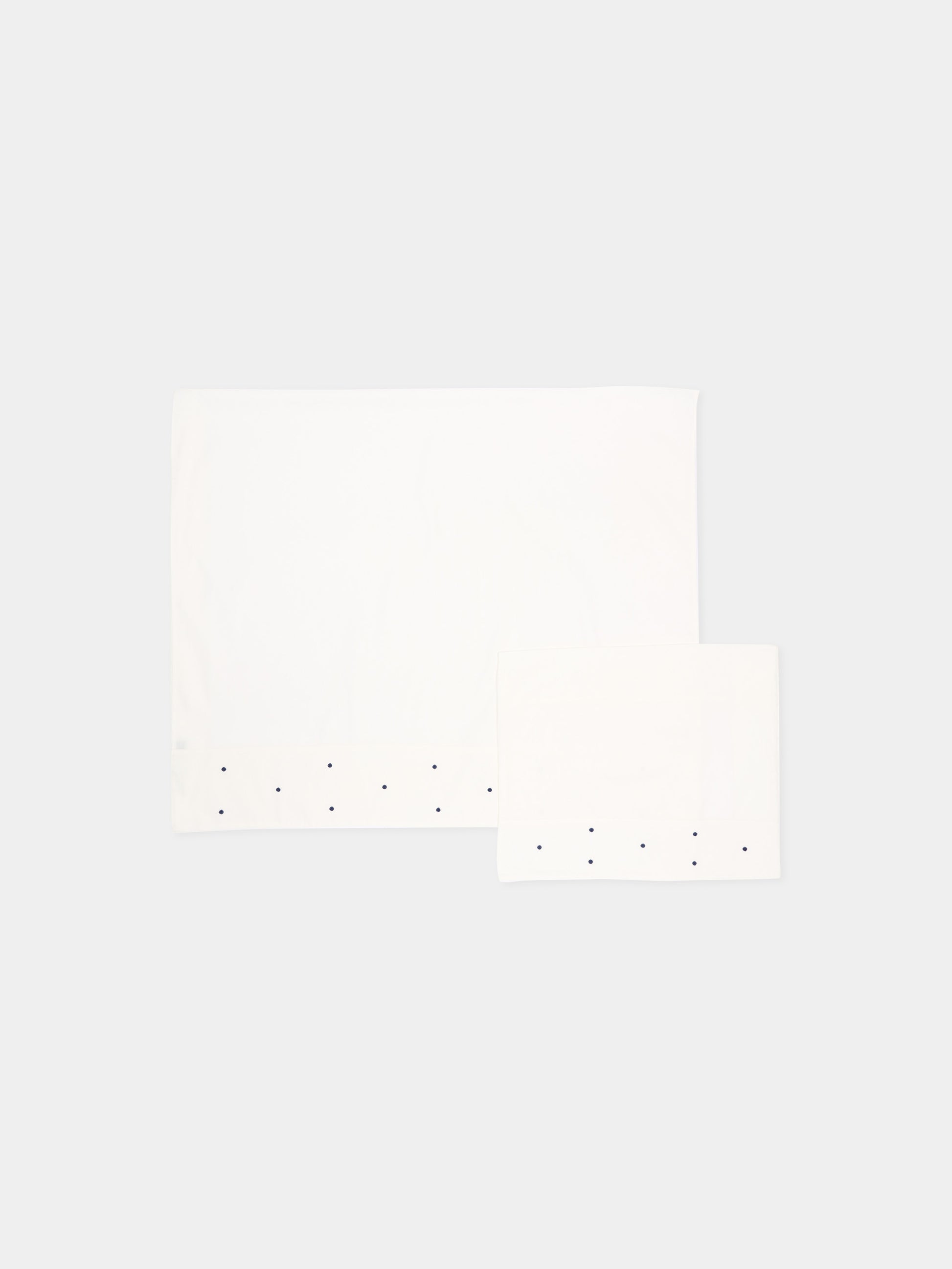 Lenzuola avorio per neonato con pois blu,Little Bear,2040 BCO/BLU