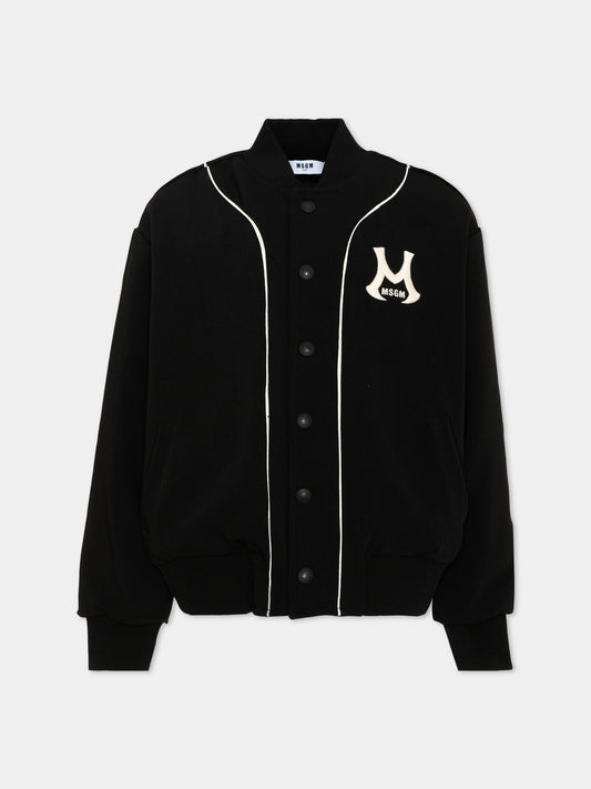 Bomber nero per bambino con logo,Msgm Kids,F6MSJBBO278 110