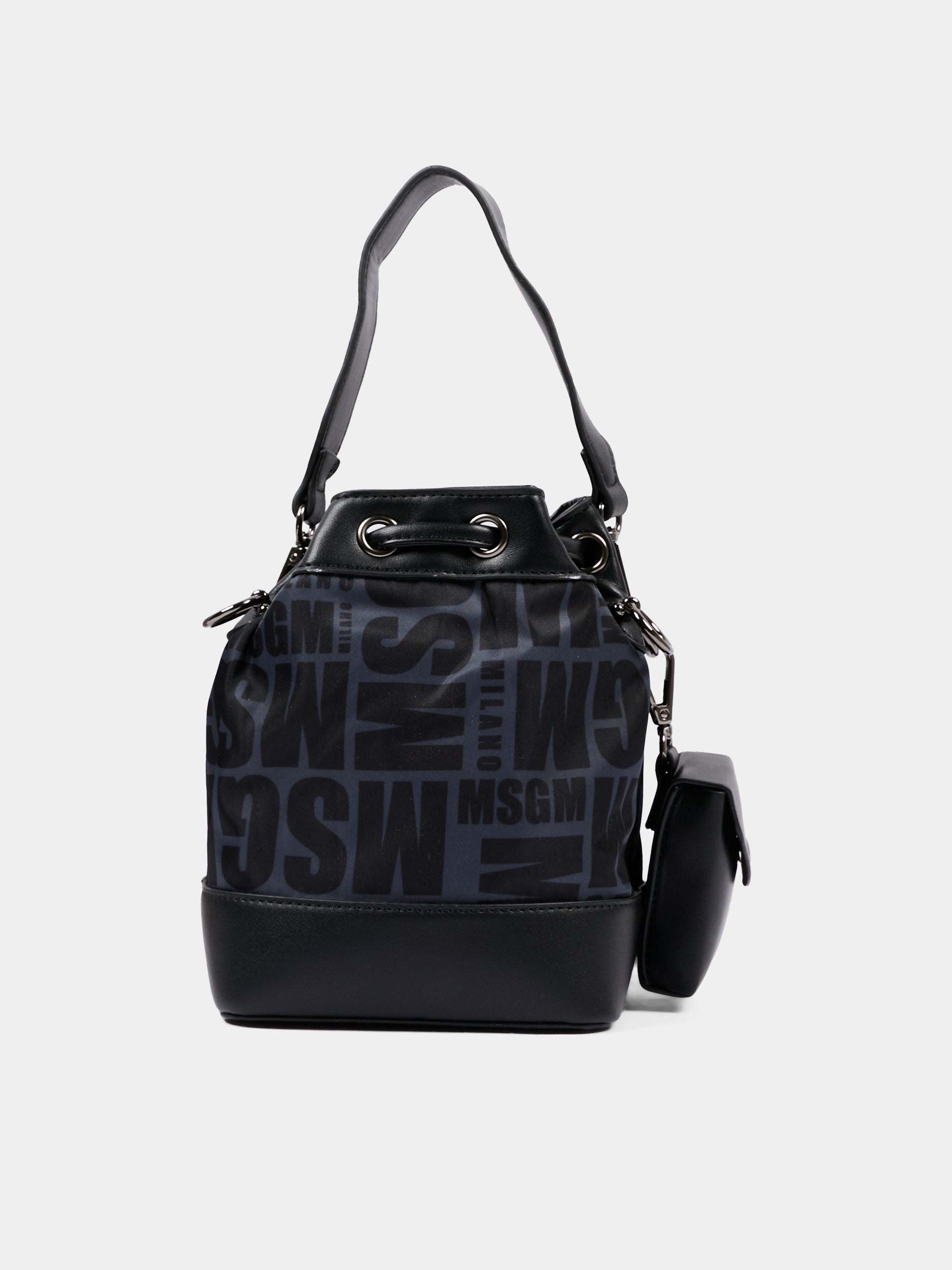 Borsa nera per bambina con logo,Msgm Kids,F6MSJGBA177 110