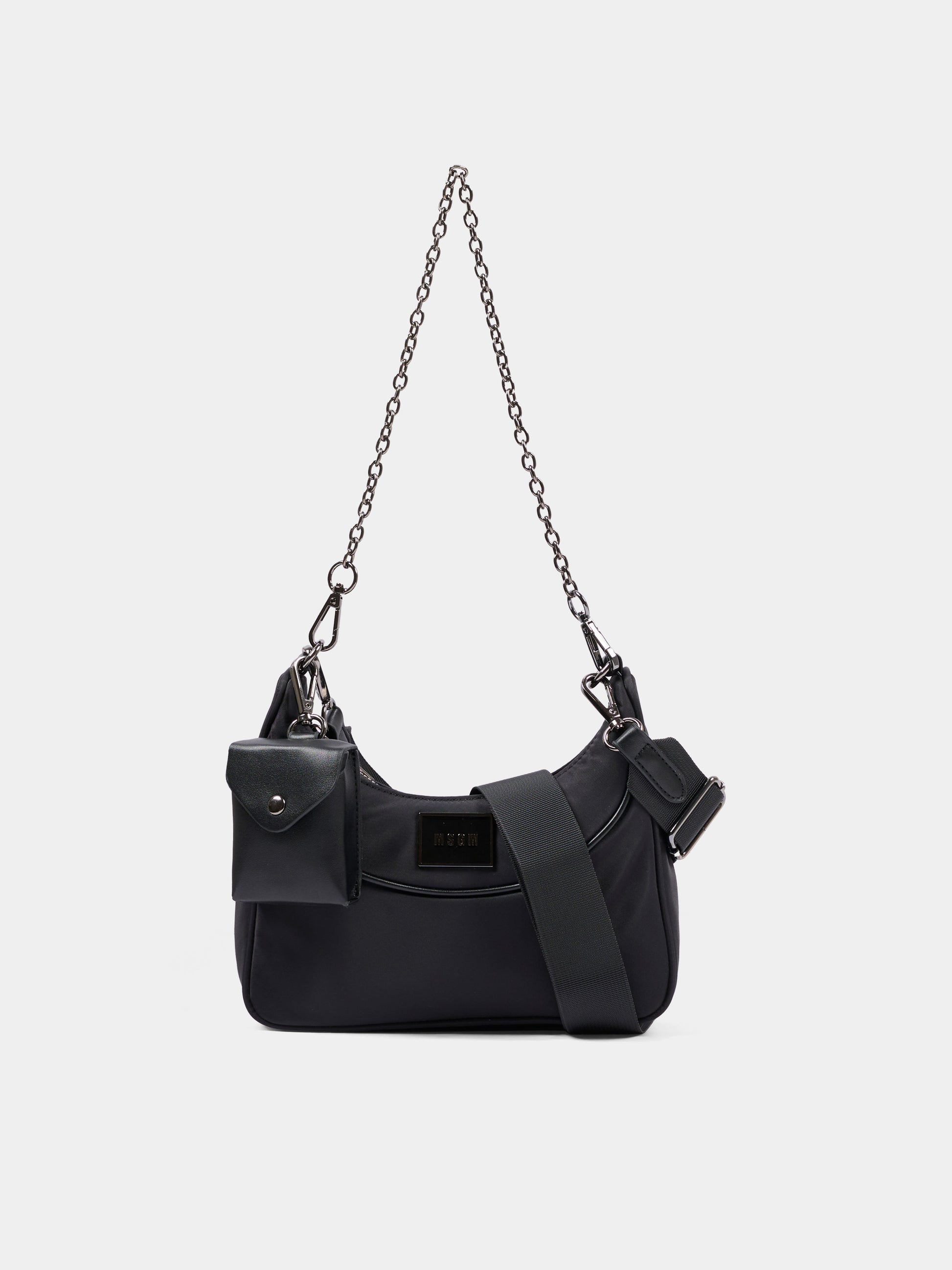 Borsa nera per bambina con logo,Msgm Kids,F6MSJGBA178 110