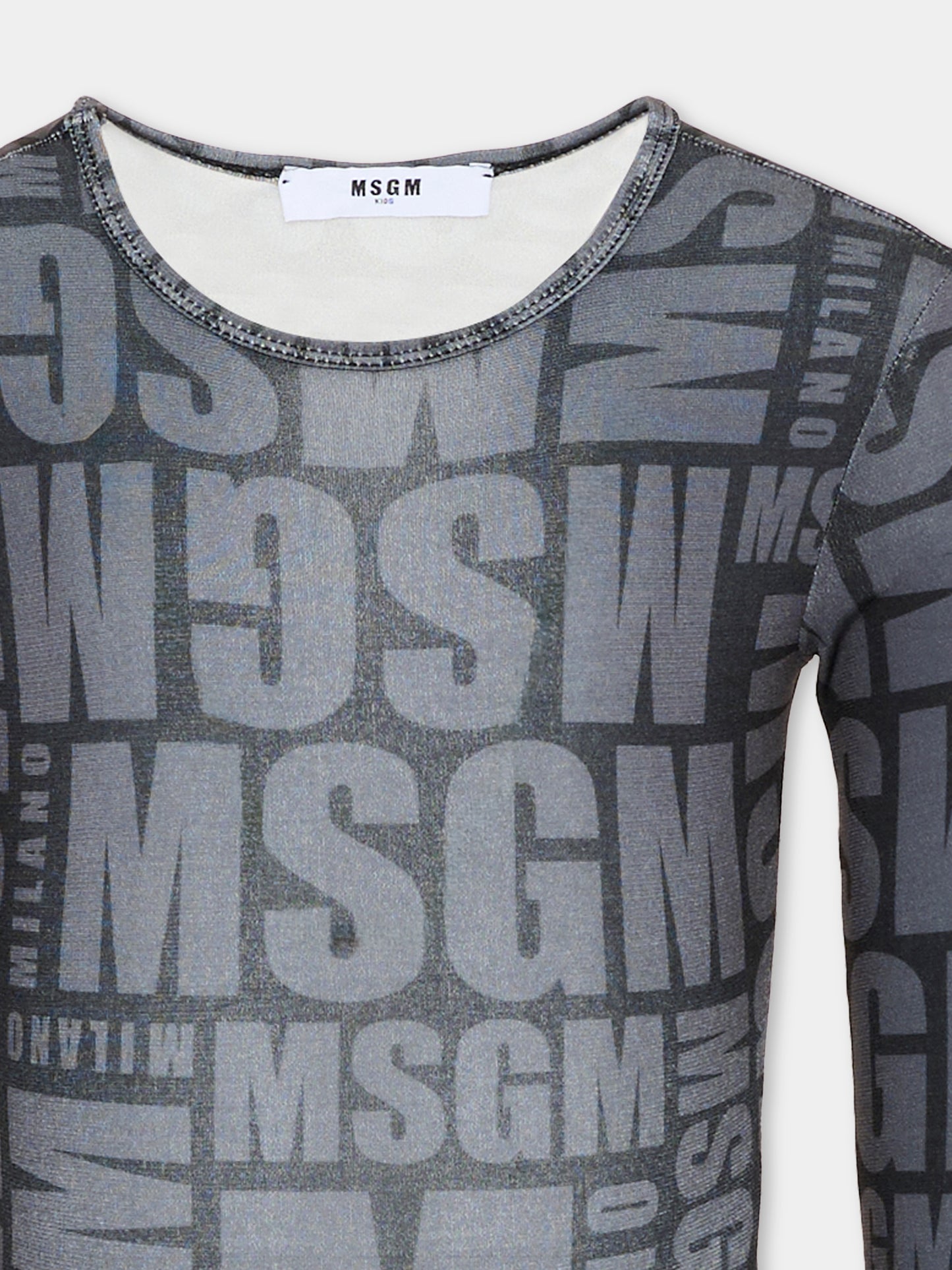 Body nero per bambina con logo,Msgm Kids,F6MSJGBD120 110