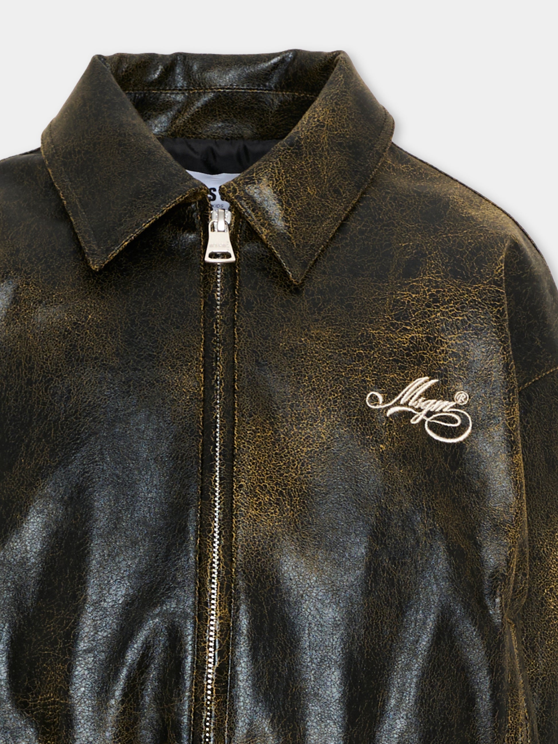 Giubbotto nero per bambina effetto vissuto,Msgm Kids,F6MSJGBO115 110