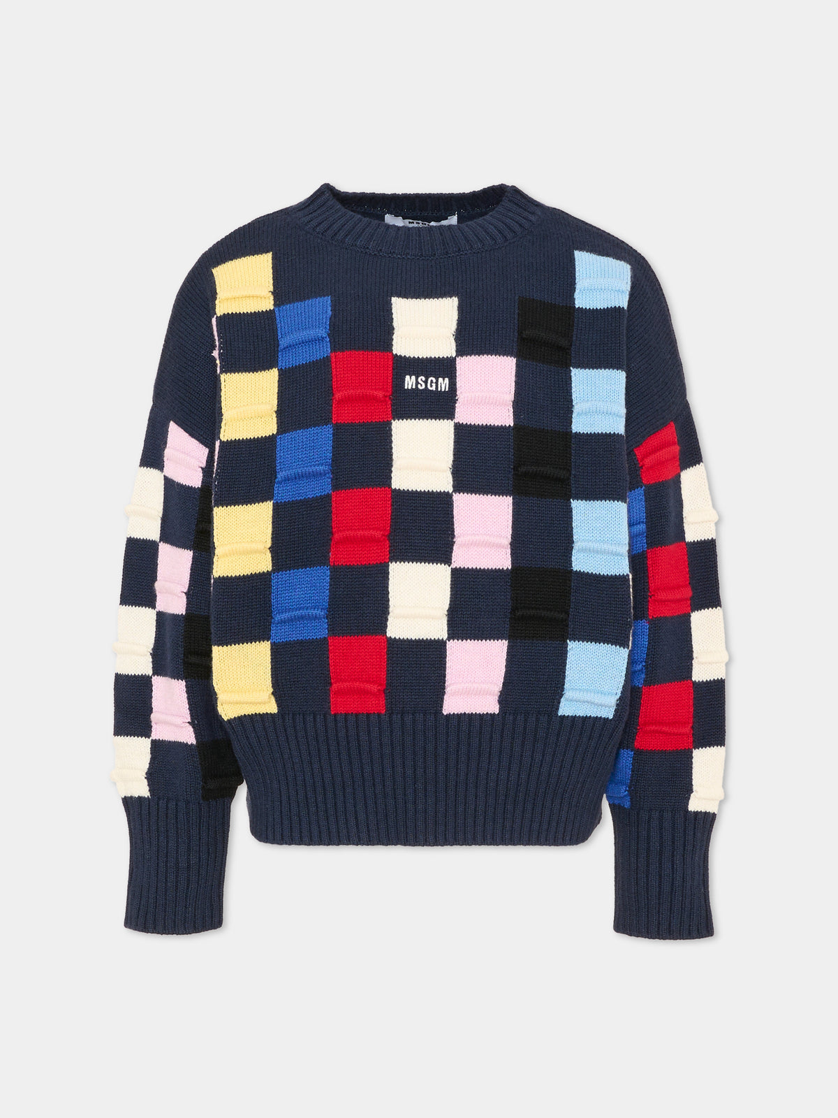 Maglione blu per bambina con motivo grafico,Msgm Kids,F6MSJGJP059 MS032