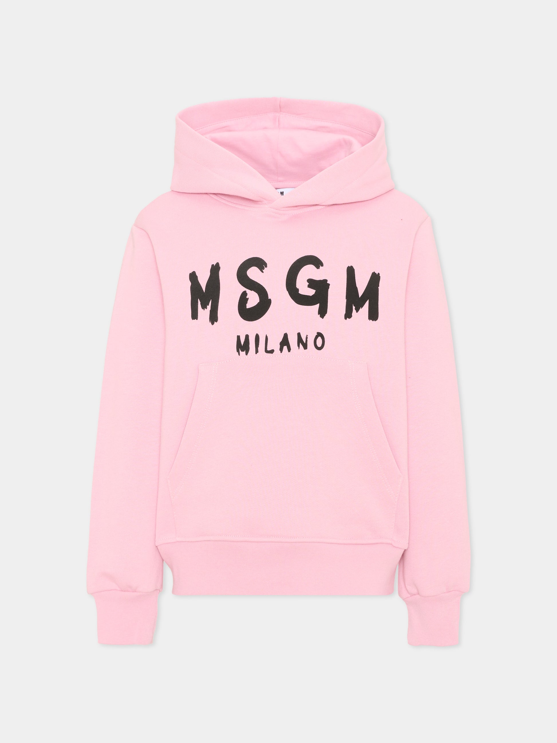 Felpa rosa per bambina con logo,Msgm Kids,F6MSJUHS011 MS090