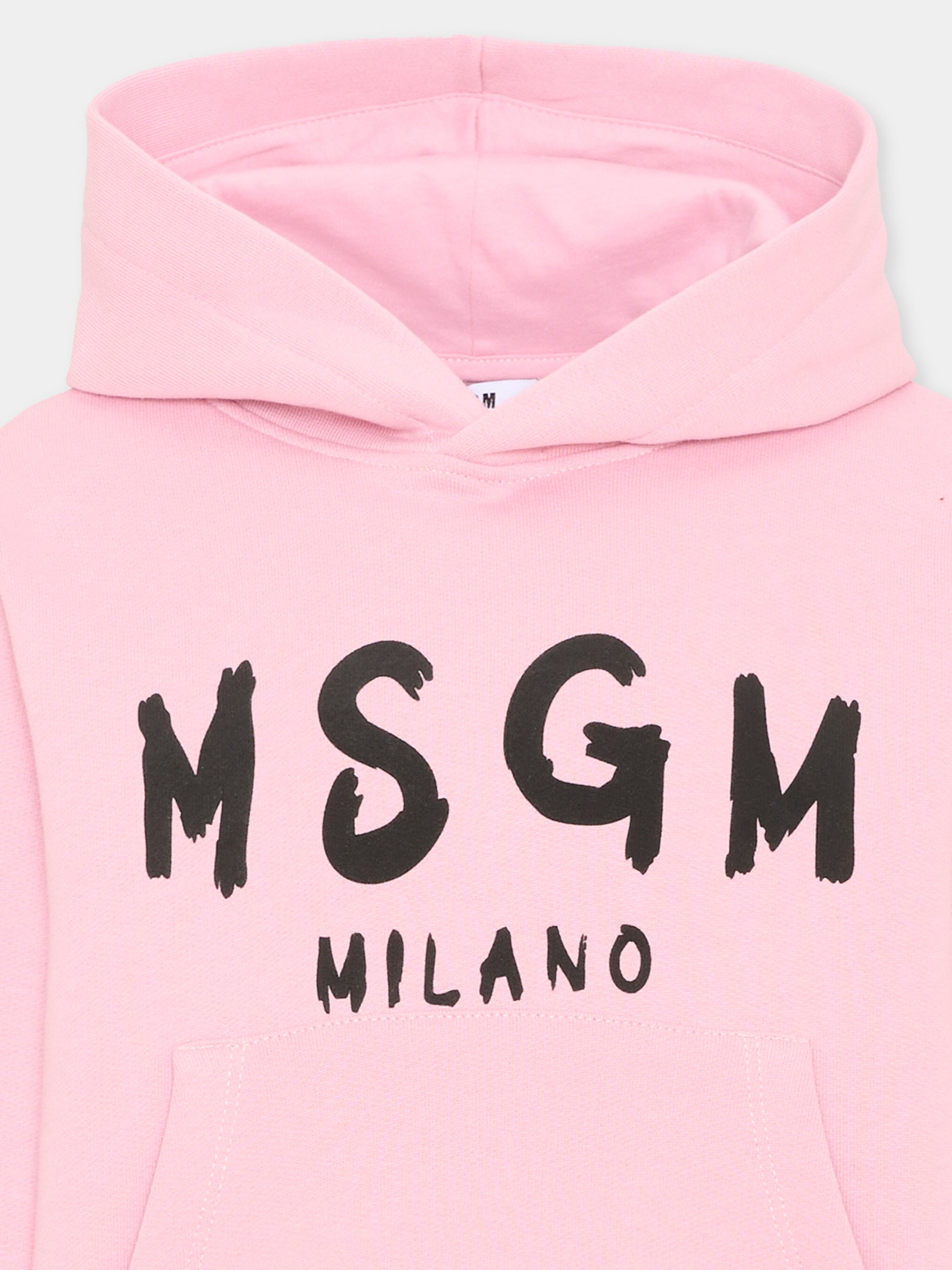 Felpa rosa per bambina con logo,Msgm Kids,F6MSJUHS011 MS090