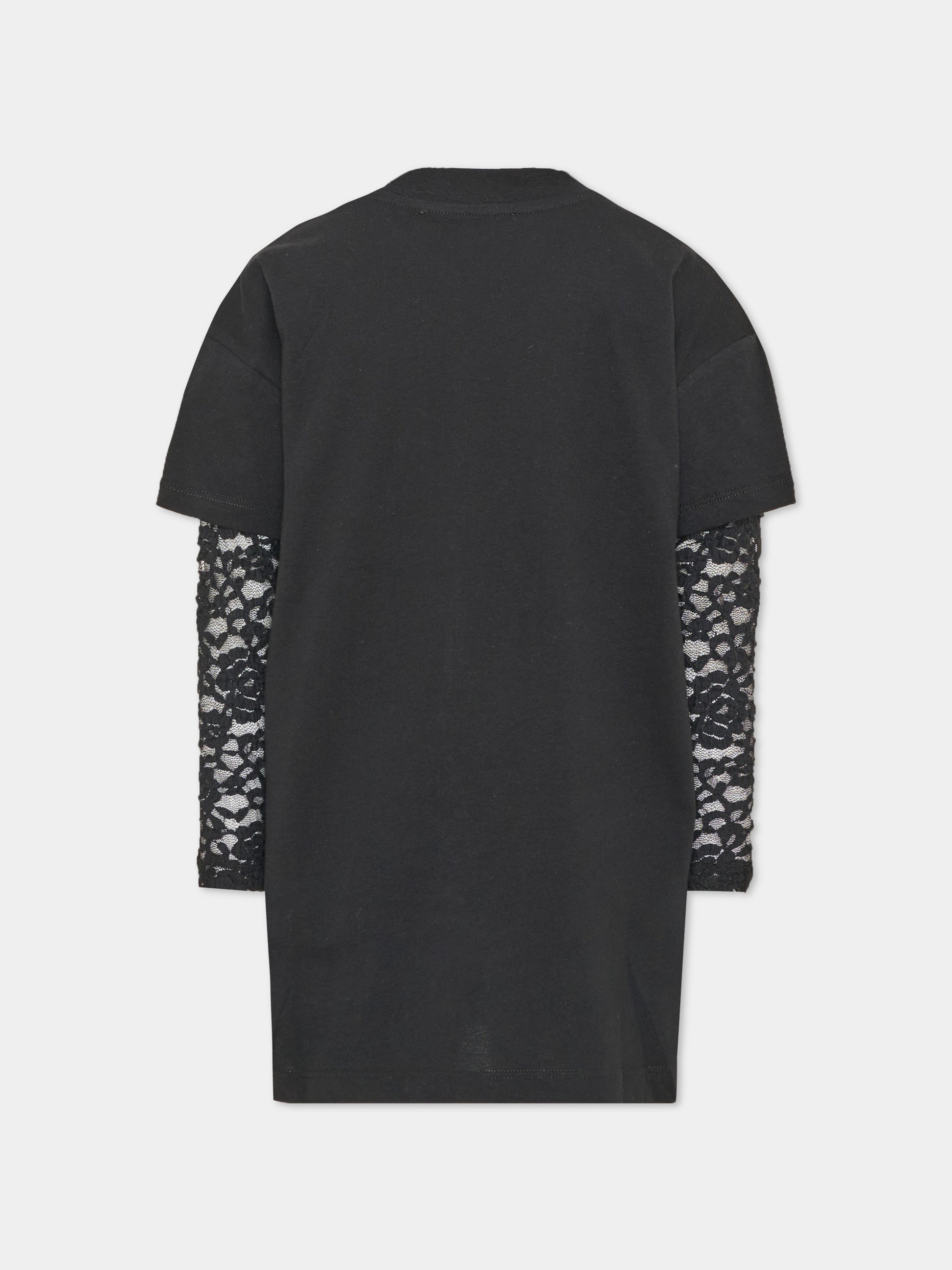 Vestito nero per bambina con logo,Msgm Kids,F6MSJGDR131 110