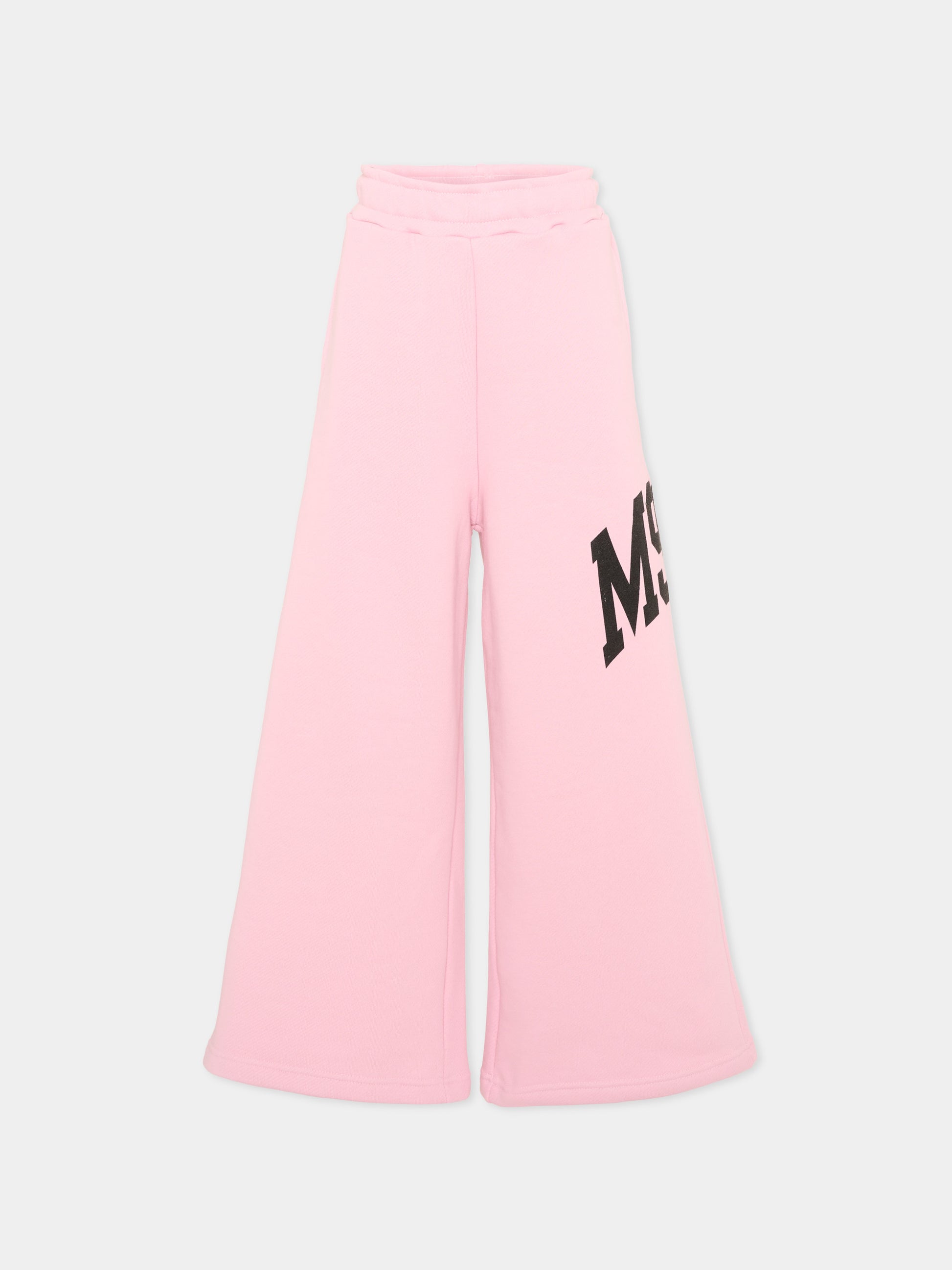 Pantaloni sportivi rosa per bambina con logo,Msgm Kids,F6MSJGFP040 MS090
