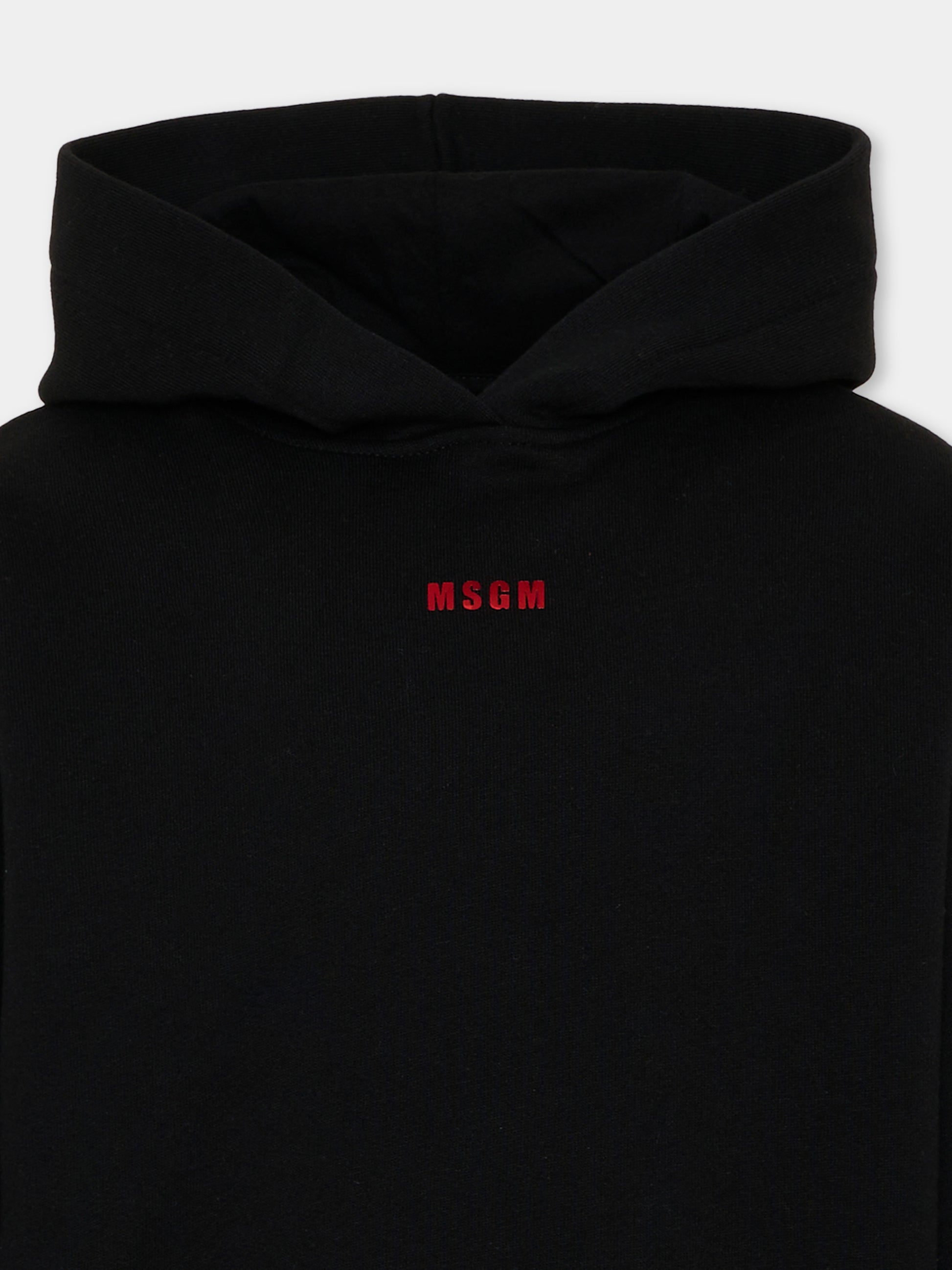 Felpa nera per bambina con logo,Msgm Kids,F6MSJGHS122 110