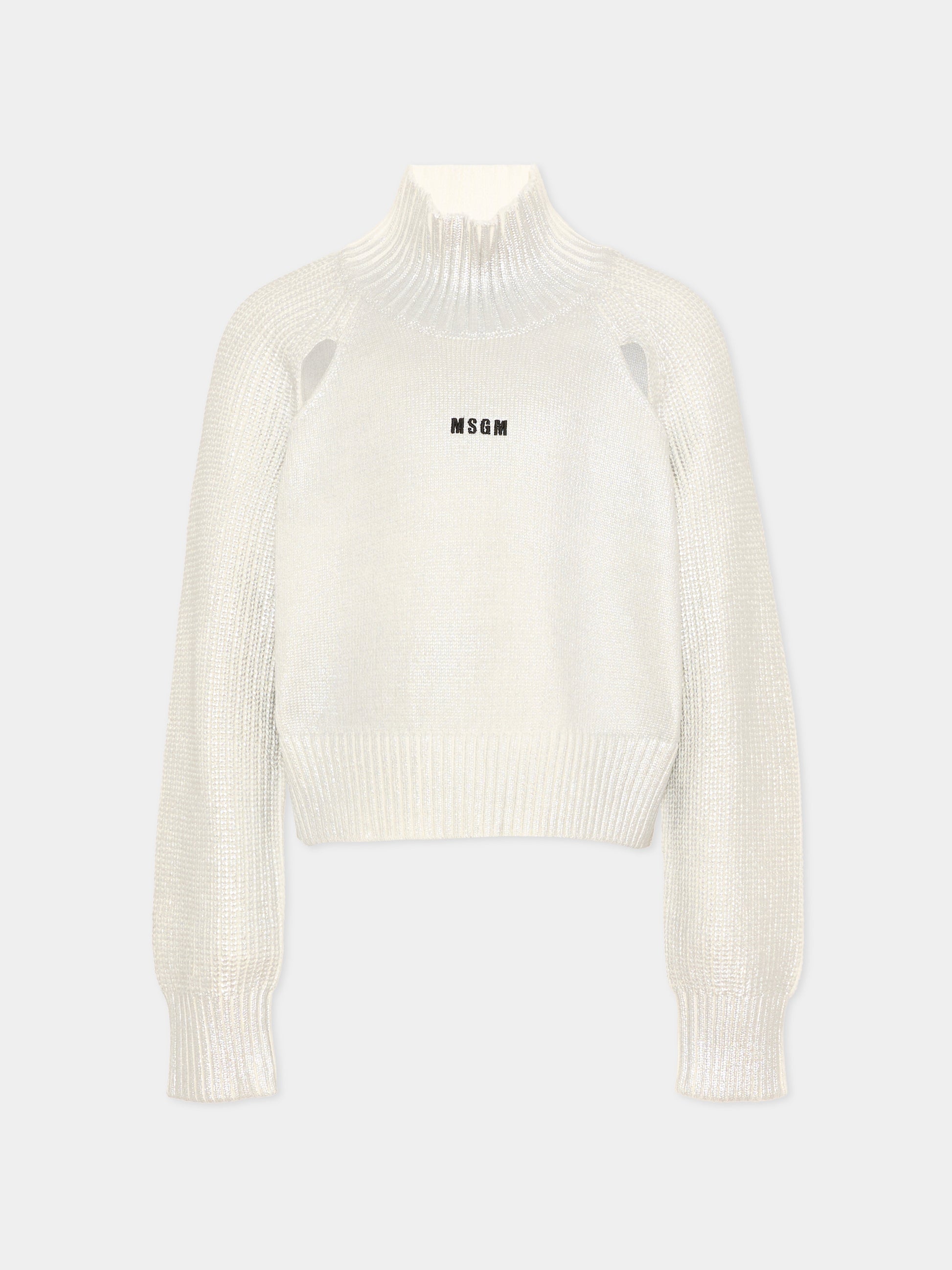 Maglione avorio per bambina con logo,Msgm Kids,F6MSJGJP207 013
