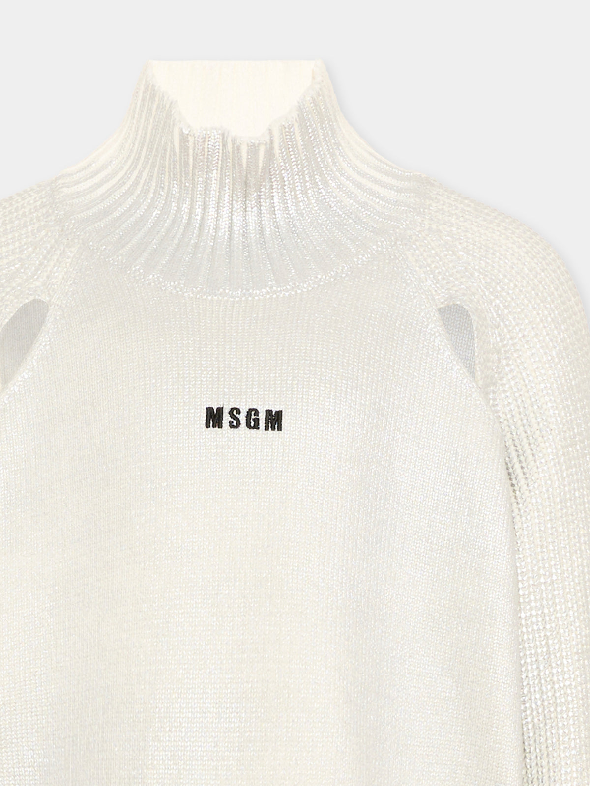 Maglione avorio per bambina con logo,Msgm Kids,F6MSJGJP207 013