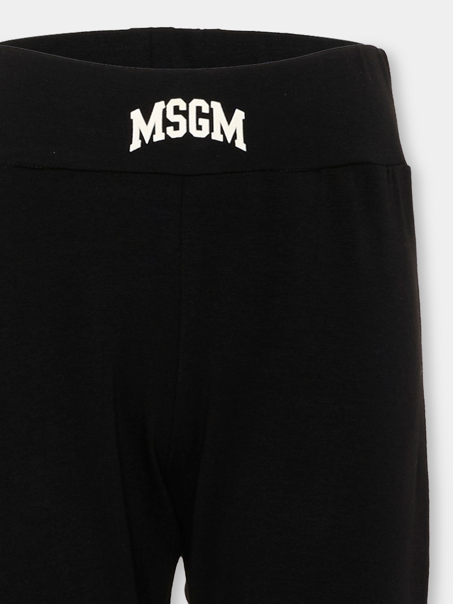 Leggings nero per bambina con logo,Msgm Kids,F6MSJGLG031 110