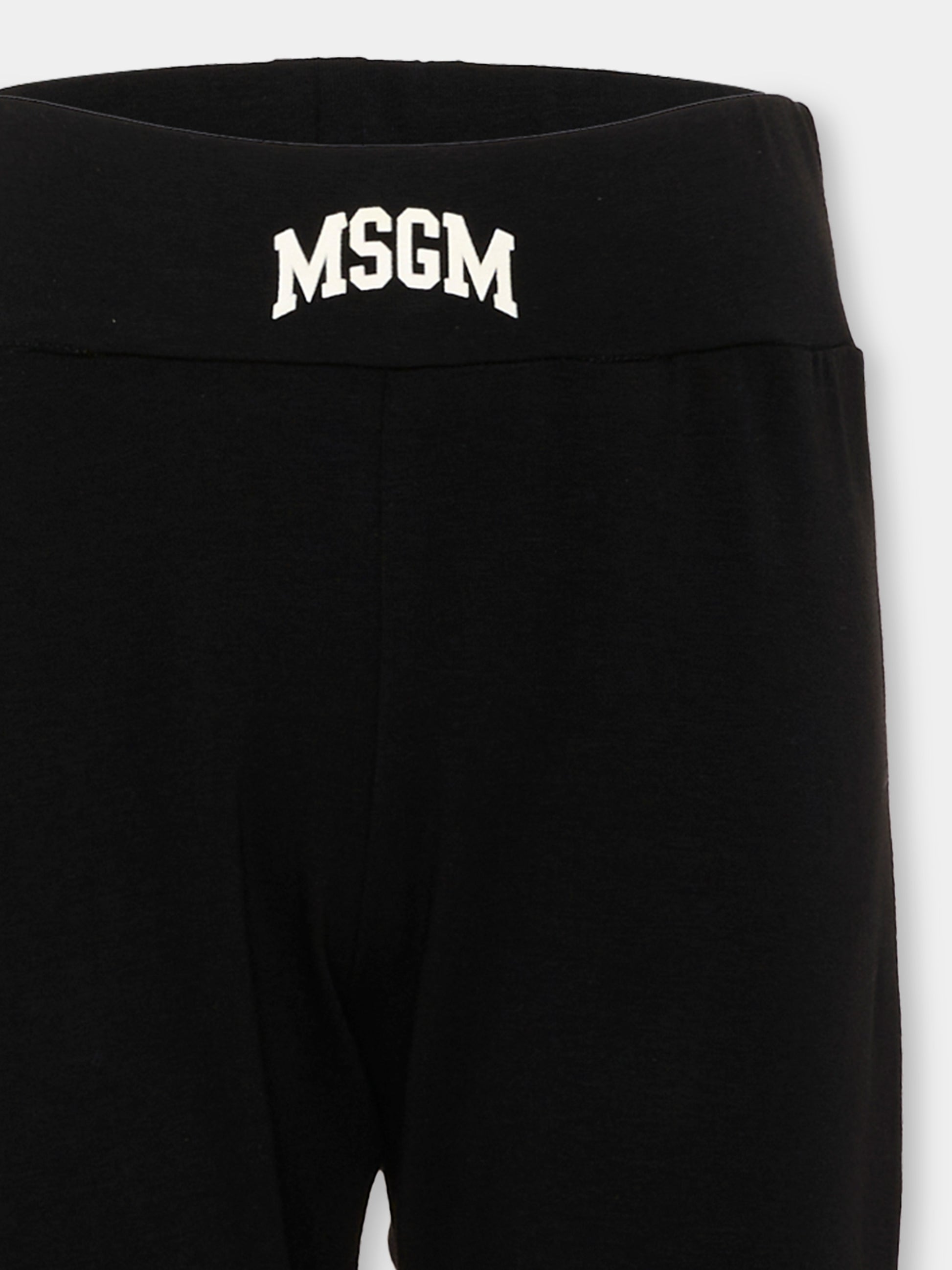 Leggings nero per bambina con logo,Msgm Kids,F6MSJGLG031 110