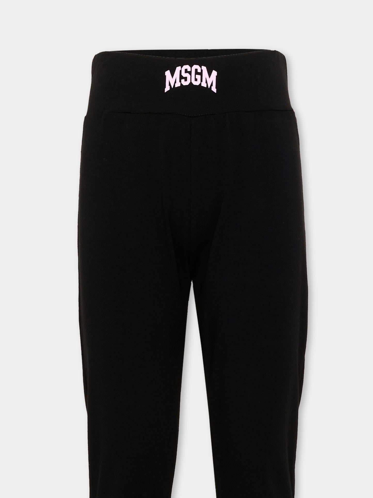 Leggings nero per bambina con logo,Msgm Kids,F6MSJGLG031 MS092