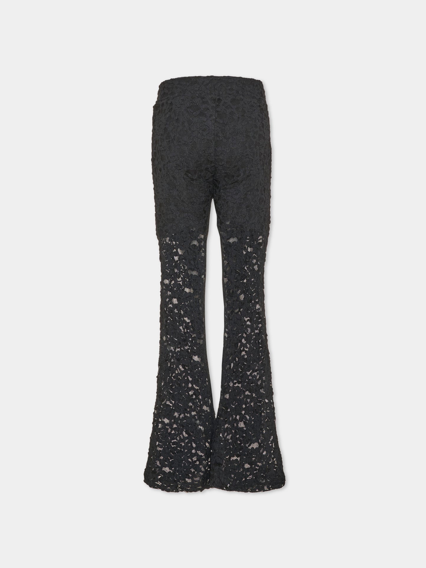 Pantalone nero per bambina in pizzo,Msgm Kids,F6MSJGLG130 110